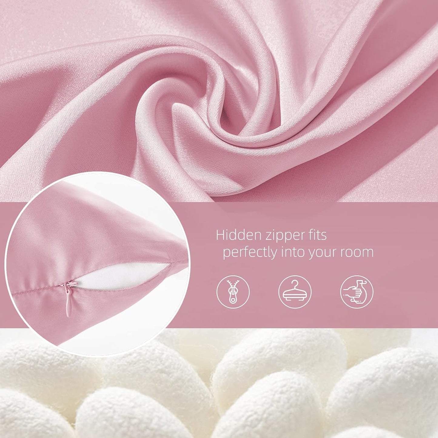 Silk Pillow Cases 2 Pack Mulberry Silk Pillow Cases Soft Breathable Both Sided Natural Silk Pillowcase with Zipper Beauty Sleep Silk Pillow Cases for Gift(Queen,Pink)