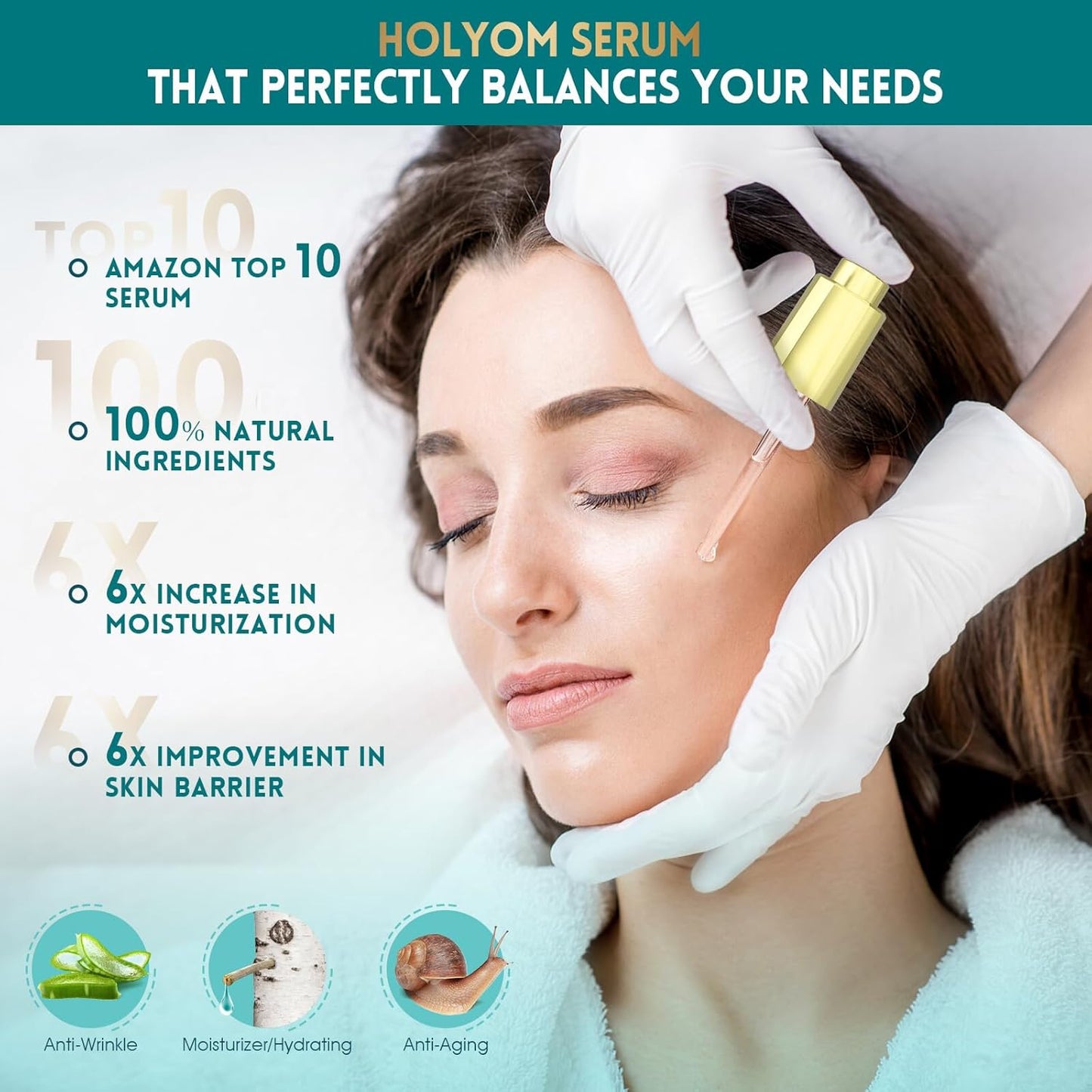 Snail Mucin Face Serum with Hyaluronic Acid – Anti-Aging Facial Serum for Fine Lines, Wrinkles & Dull Skin – Hydrating & Firming Essence for All Skin Types, 1.18 fl oz