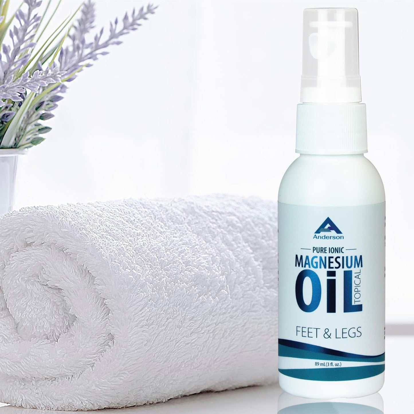 Magnesium Oil Spray for Feet and Legs | Made in The USA | Topical Ionic Magnesium Chloride Lotion for Body Joints | Promotes Relaxation, Relief from Muscle Cramps, 3oz