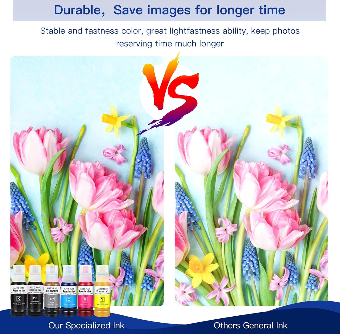 552 Ink Refill Bottles Use for EcoTank Photo ET-8550, EcoTank Photo ET-8500(BK PBK C M Y GY, 600ml)