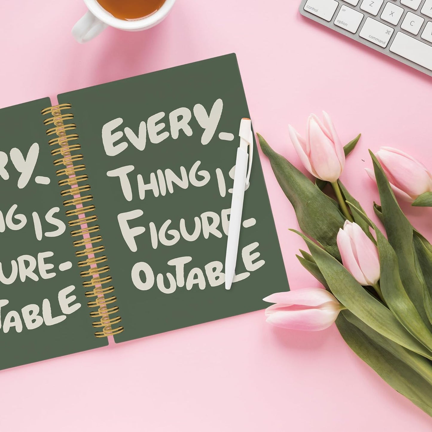 Everything is Figureoutable Spiral Notebook, Inspirational Journaling Notebooks for Counselling Therapy Office School, Motivational Hardcover Journals Gifts for Women, 160 Pages 5.5 x 8.3 Inch
