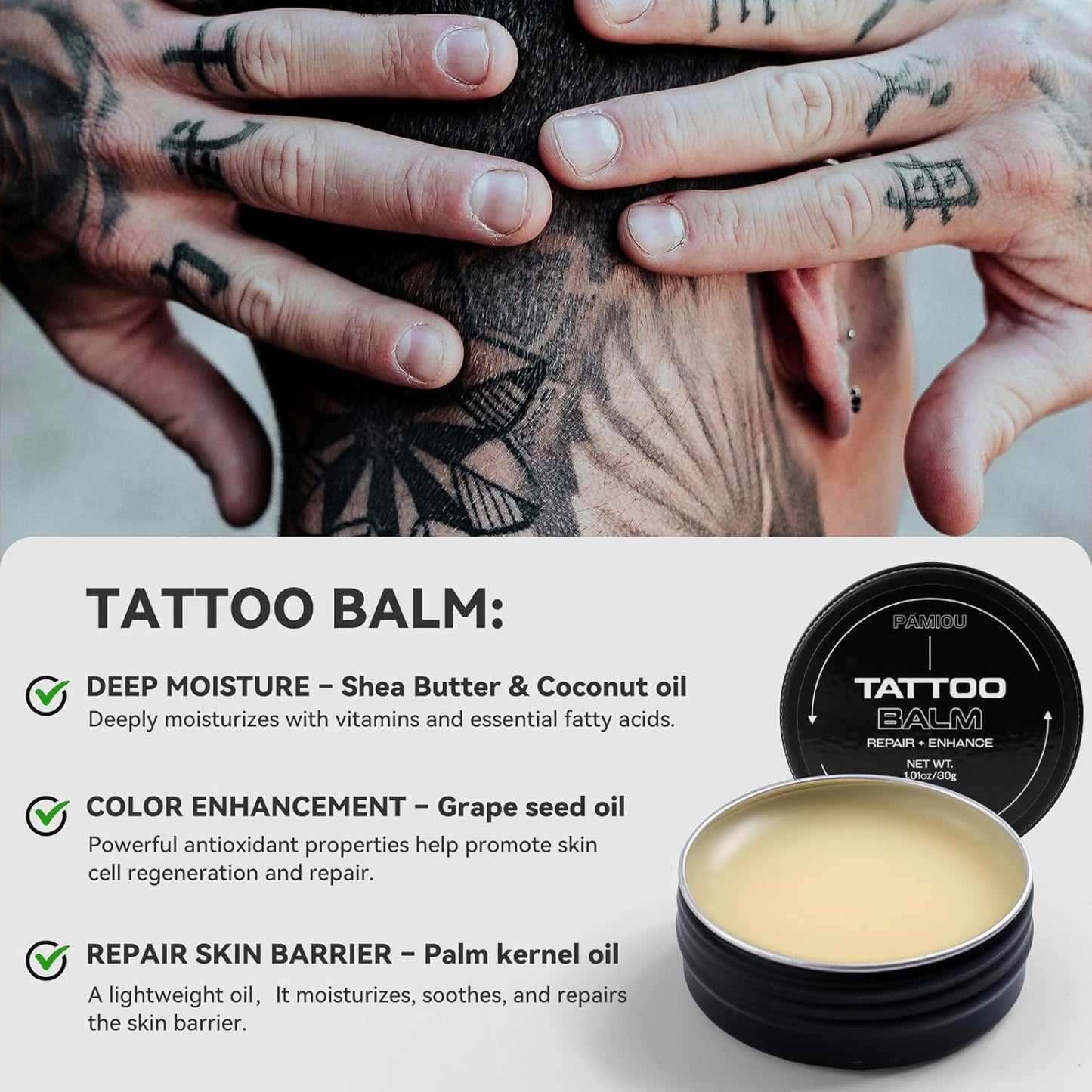Tattoo Aftercare 3 In 1 Set For New Tattoos, Include Tattoo Balm, Tattoo Lotion and Tattoo Soap, Quick Healing, Soothing, Naturally-Derived, Petroleum-Free, Fragrance Free (3 Piece Set)