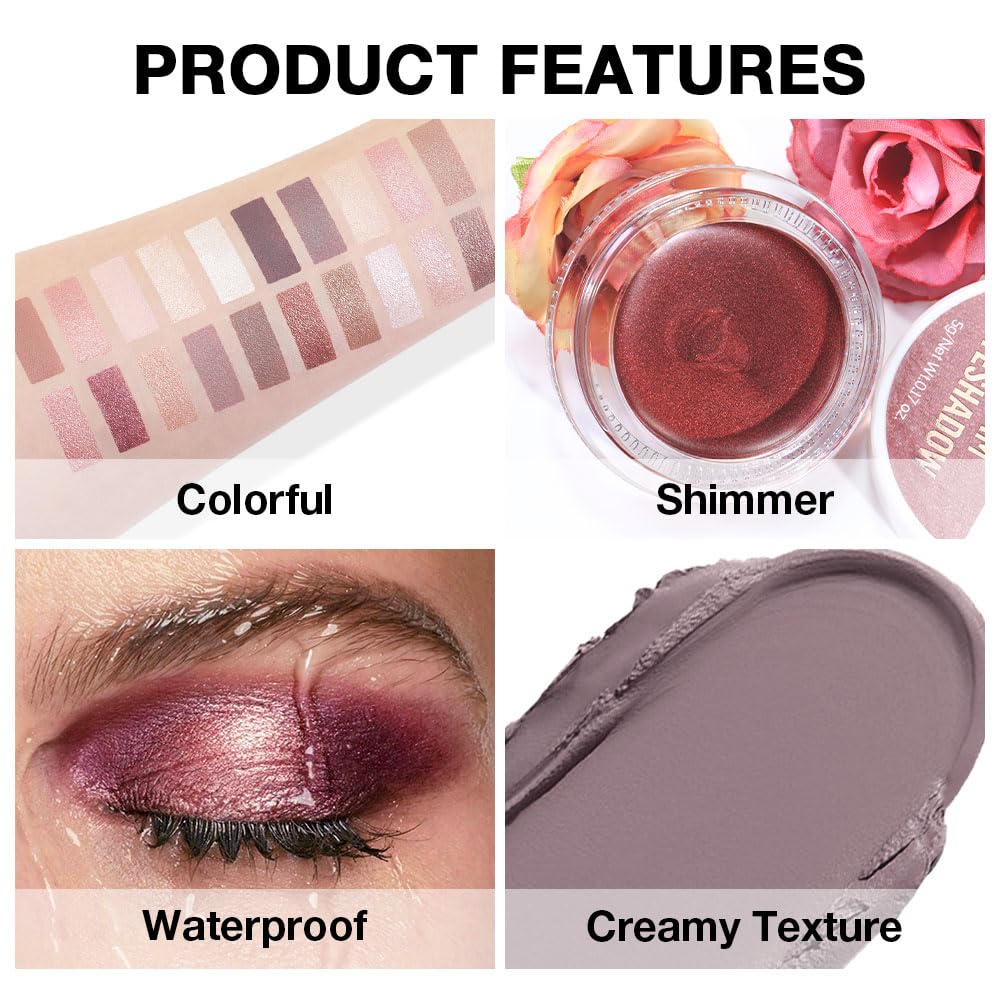 evpct Matte Espresso Coffee Brown Single Cream Eye Shadow Palette Pot Makeup for Older Women, Highly Pigmented Monochrome Cream to Powder Eyeshadow Palette Matte Liquid eyeshadow, Natural Waterproof