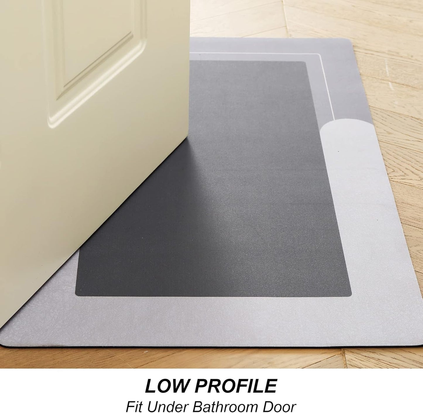 HelloTree 3PCS Bath Mat Rug Rubber Non Slip Quick Dry Rug Sets Super Absorbent Thin Bathroom Rugs Fit Under Door Grey Washable Bathroom Floor Mats for in Front of Bathtub, Shower Room, Sink