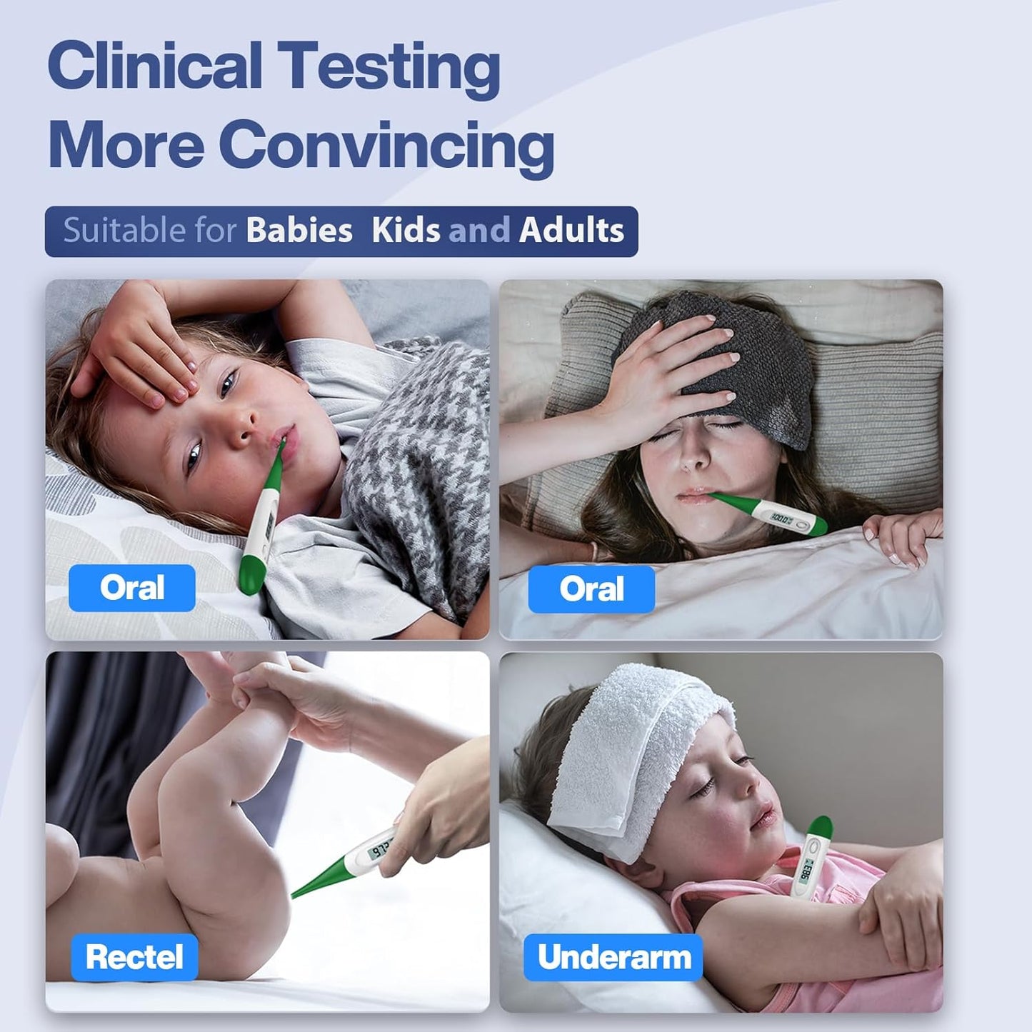 Boncare 10 Seconds Oral Thermometer for Adults and Kids - Accurate & Safe Rectal Thermometer for Baby with Fever Alarm, Digital Thermometer (Dark Green)