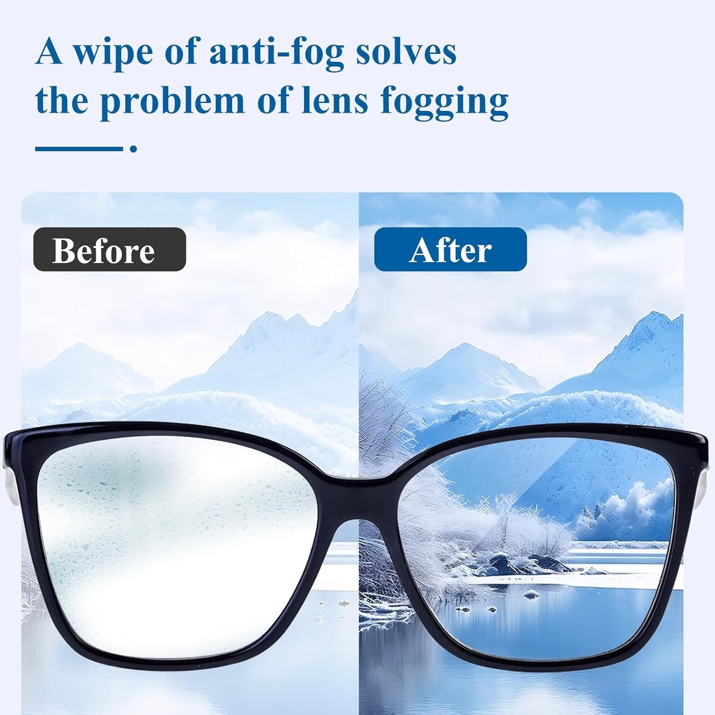 (200 PCS) Anti-Fog Lens Wipes Pre-Moistened Anti-Fog Wipes| Glasses Cleaner Safely Cleans Glasses, Sunglasses, Phone Screen, Electronics & Camera Lens