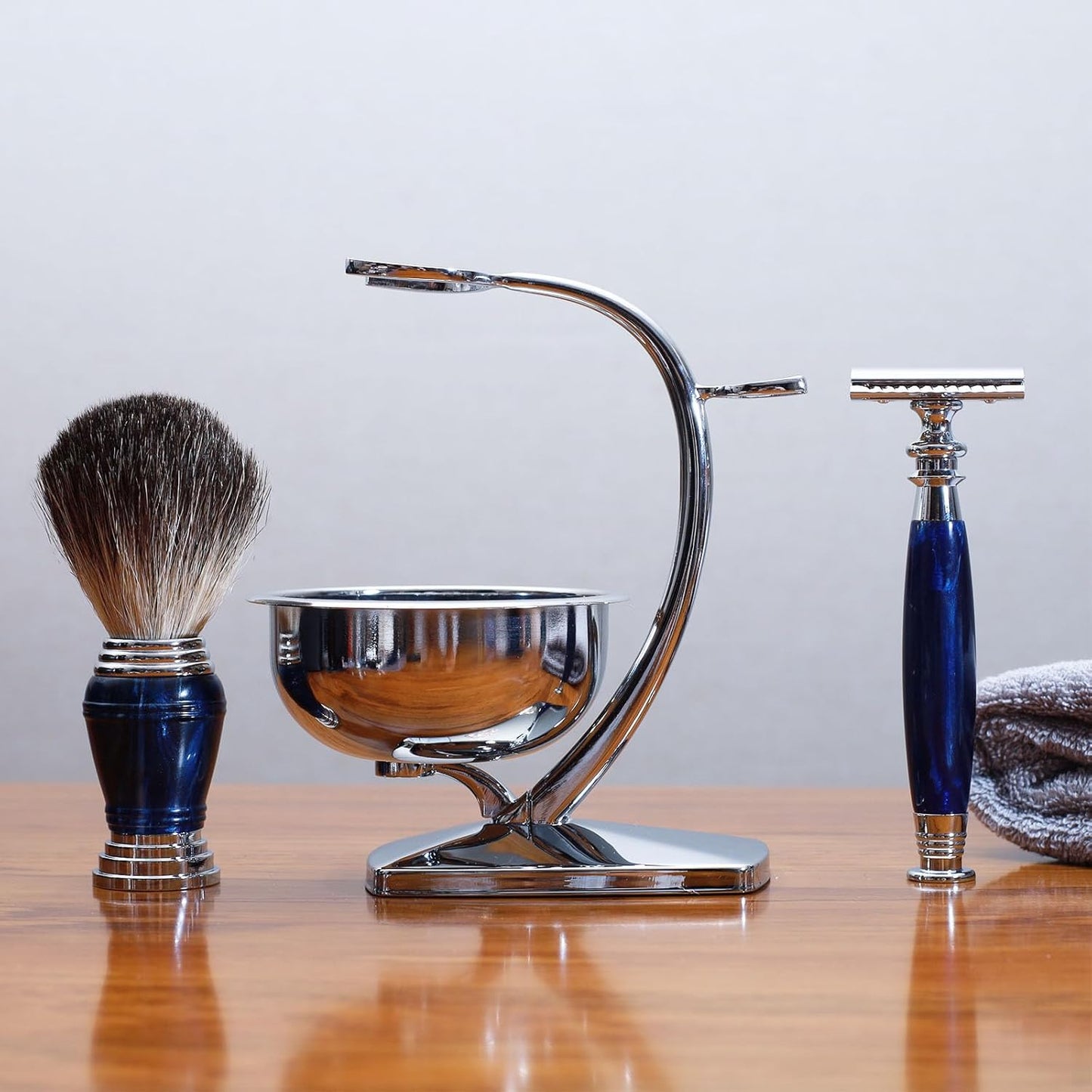 Premium Wet Manual Double Edge Safety Razor Shaving Set with 10 Original Blades, Shave Brush, Stainless Steel Soap Bowl, Barbershop Grooming Shaver Set for Men