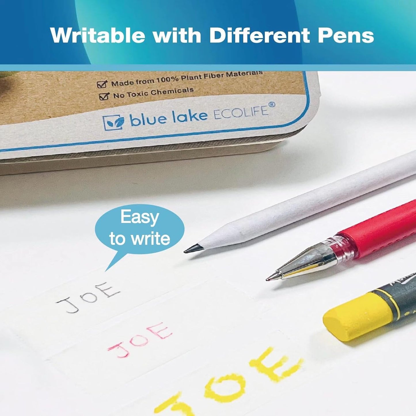 Blue Lake ECOLIFE Masking Tape Dispenser,Plastic-Free Masking Tape Dispenser with 4 Rolls 3/4 in x 550 in Paper Tape, Label Tape Dispenser Desk for Masking, Labeling, Office Home School