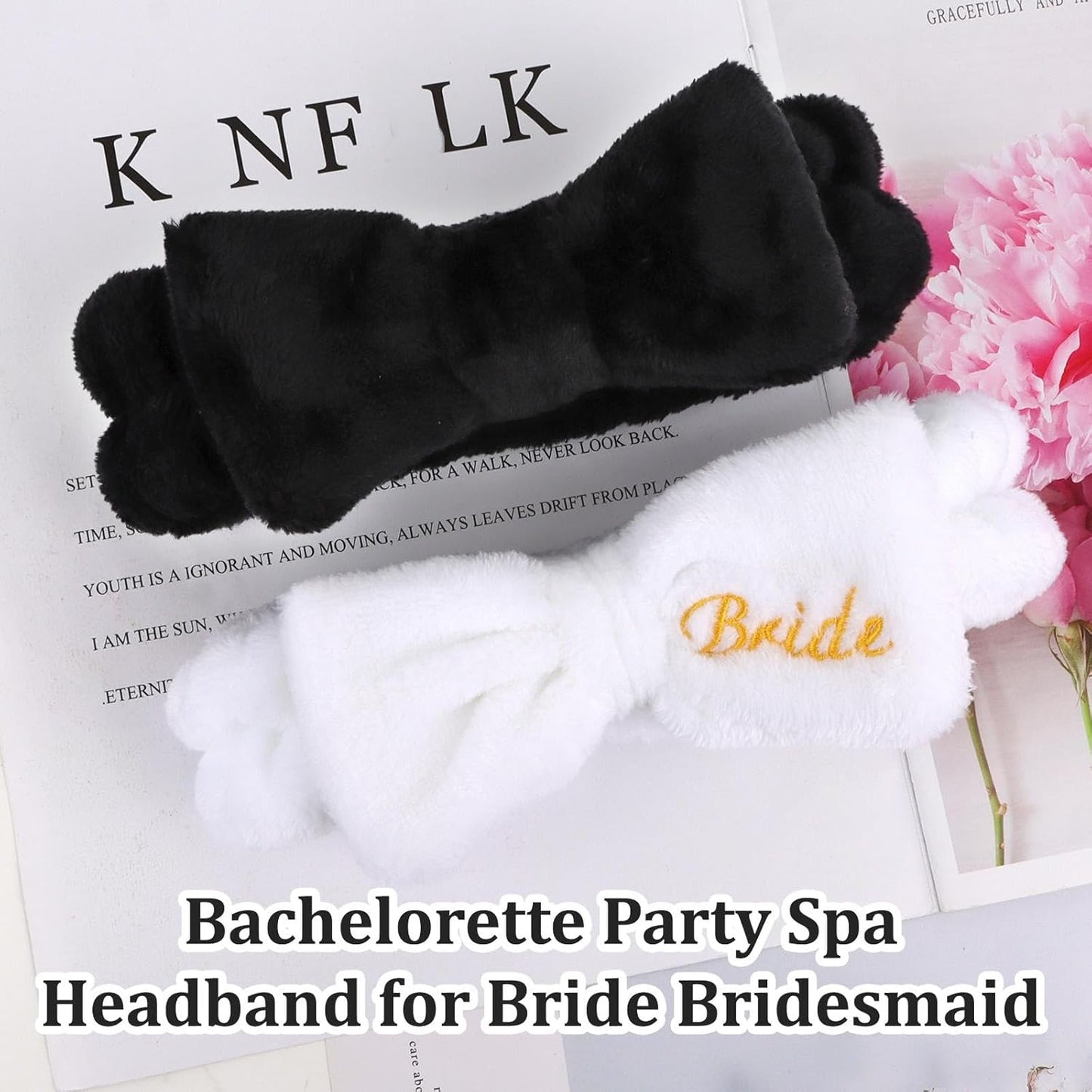 CIEHER Hairband, 8pcs White & Black Spa Headband for Bachelorette Party Favors, Bride & Bridesmaid, Yoga, Sports, Home Use