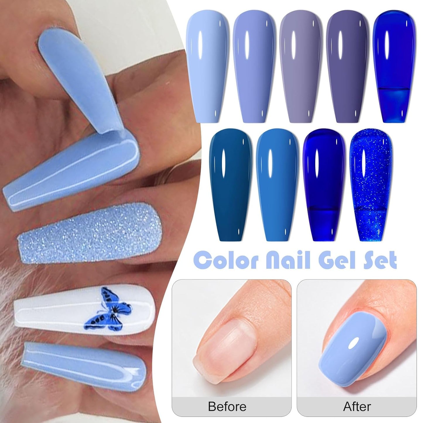MEET ACROSS 9 Colors Gel Nail Polish + 3PCS Function Gel Nail Polish Kit,Fashion Nail Art Set Design Gifts for Women Manicure Salon (SET8, 12pcs)