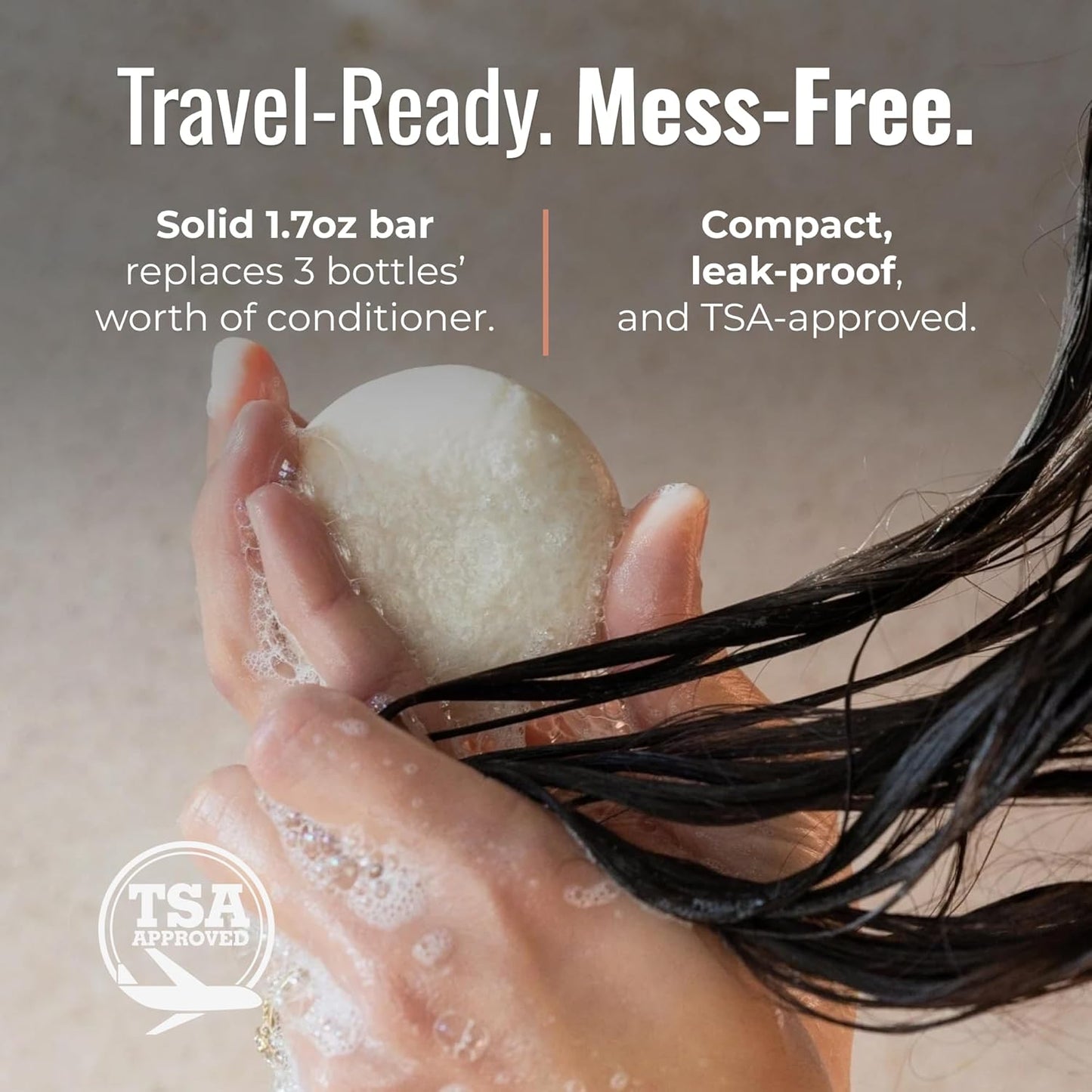 Simply Unscented Conditioner Bar, Vegan Solid Hair Conditioner for Sensitive Scalps & Fragrance-Free Care, Zero Waste, Travel-Friendly