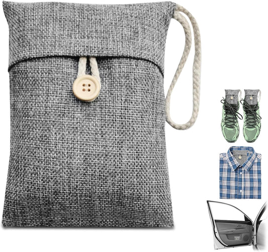 4 Pack charcoal odor absorber,Bamboo Charcoals Air Purifying Bag Charcoals Deodorizer Eliminator for Strong Odors in Car, Closet, Shoe, Basement (250G*4 Pack Gray-2, Unscented)