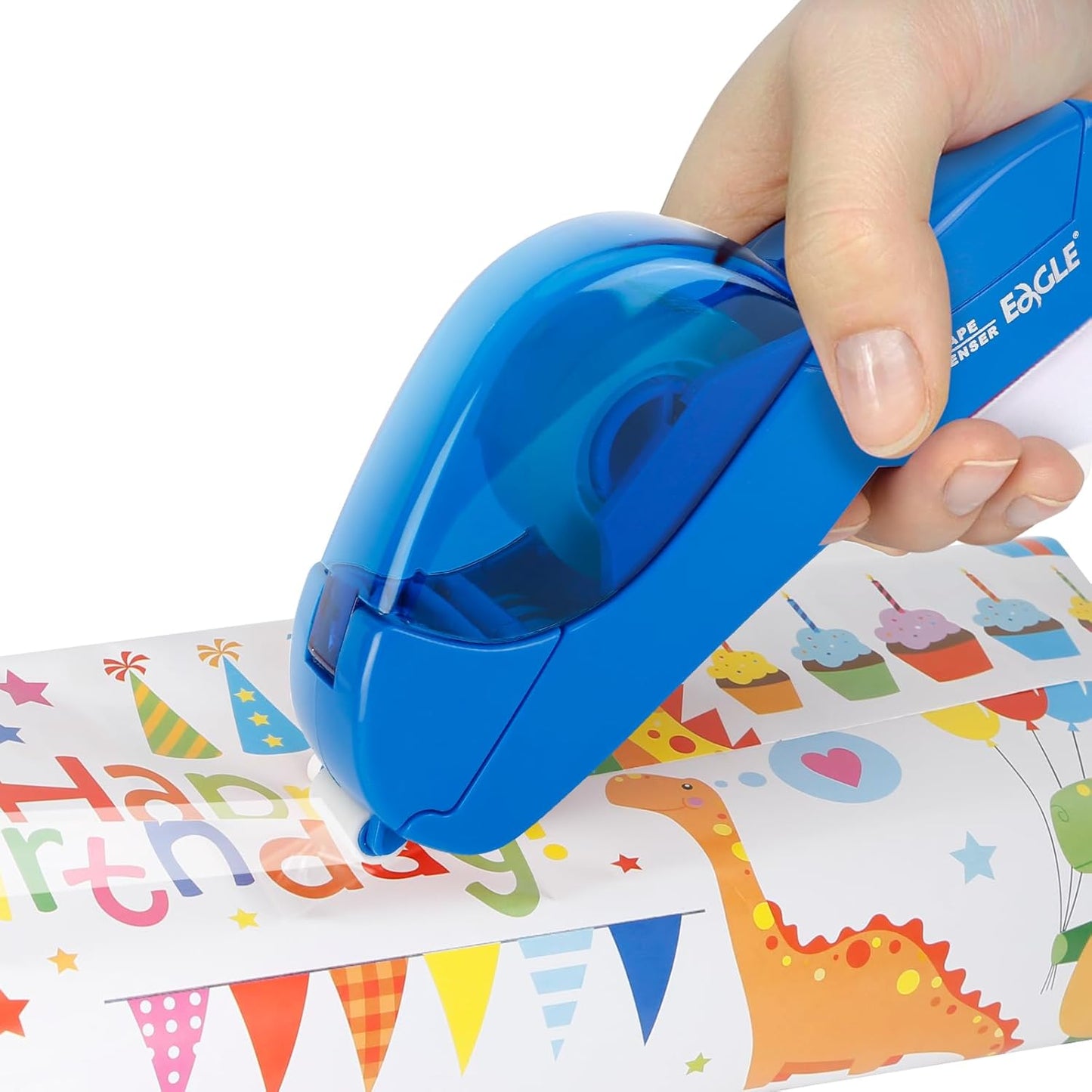 Eagle Automatic Tape Dispenser, Handheld & Portable Design, Office Tape Gun, One-Handed Operation with Safety Blade for Office, Home, DIY or Packaging (Includes 2 Free Tapes)(Blue)