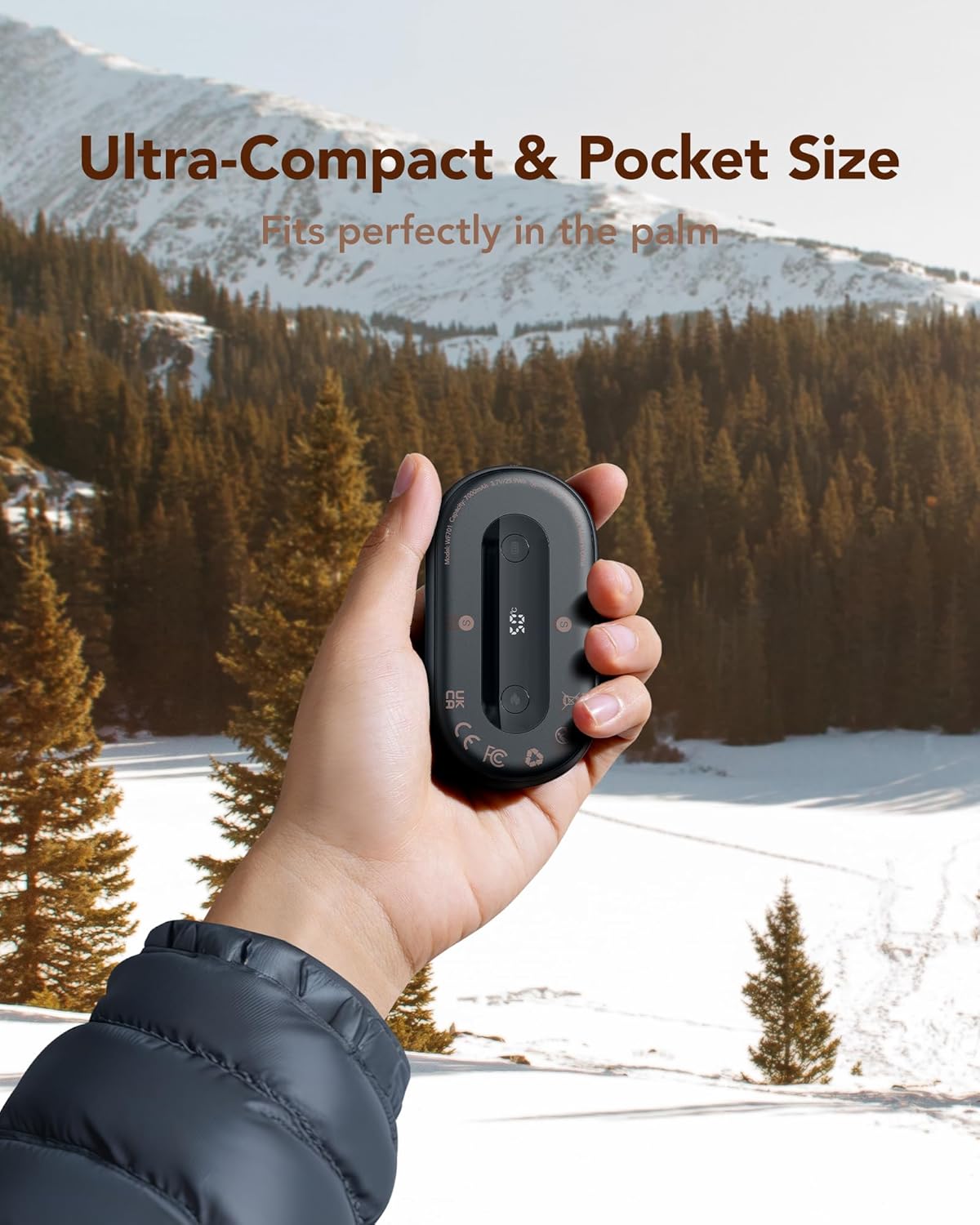Hand Warmers Rechargeable 2 Pack, Magnetic Alloy Handwarmer 7000 mAh Reusable, Instant Heating UP to 131°F, 15 Hours Long Lasting Palm Pocket Heater, Gifts Packing for Christmas,Hunting,Camping,Golf
