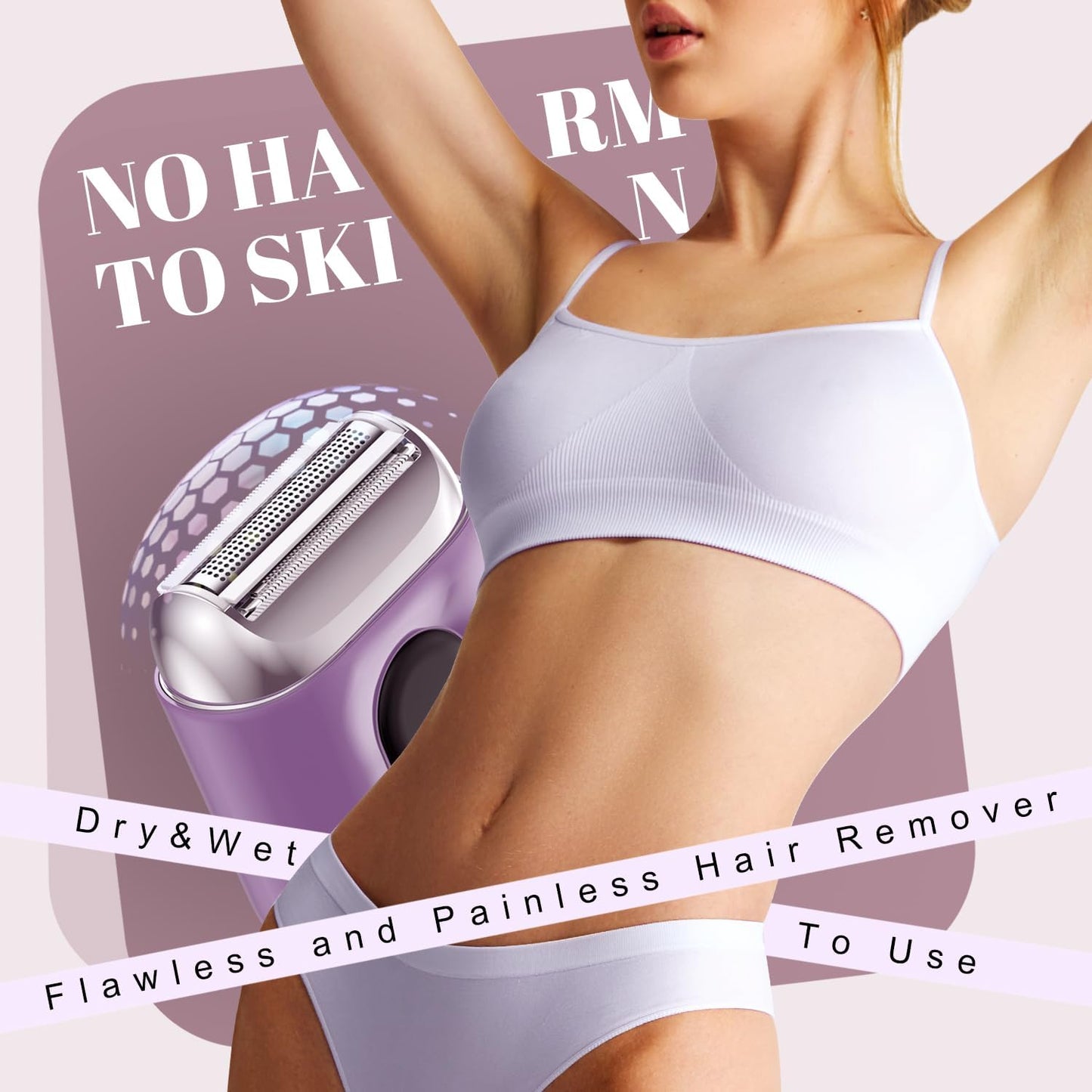 Cordless Electric Shaver for Women: Mini Electric Razors with LED Display - Rechargeable Bikini Trimmer - IPX7 Waterproof Wet Dry Face Razor for Body Pubic Leg (Purple Little)