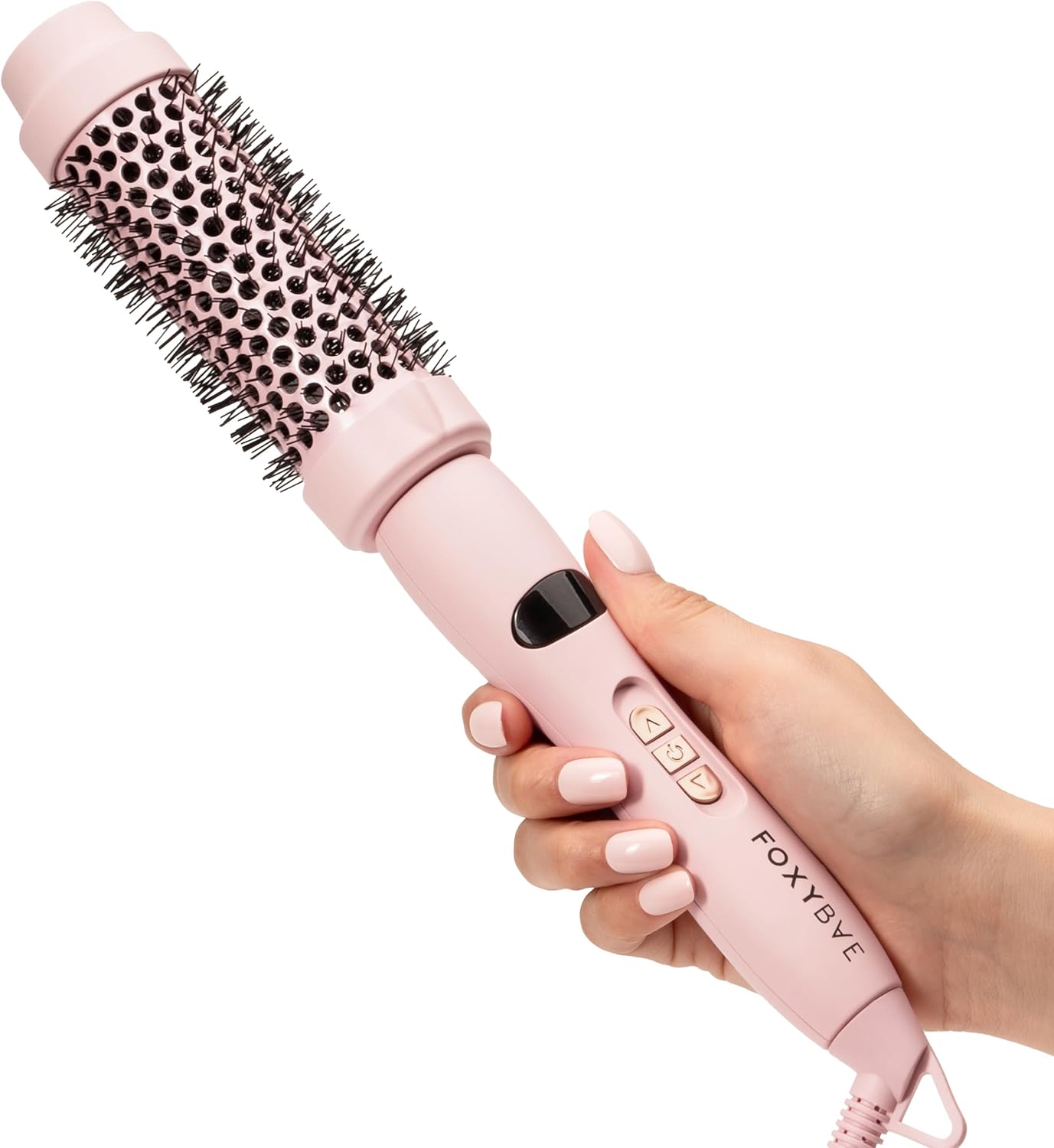 FoxyBae Hot Round Brush Hottie Hot Ceramic Hairbrush 1.5" - Curler & Straightener - Multi-Styler Thermal Brush - Fight Frizz & Add Volume (Blush)