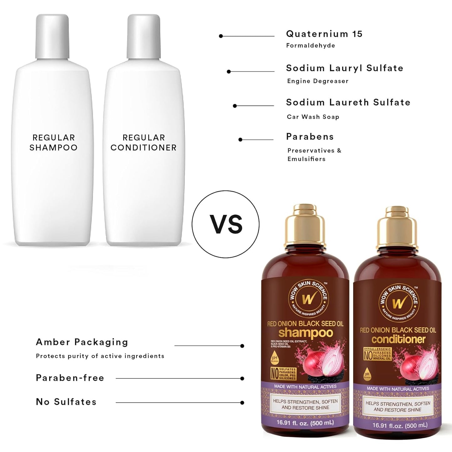 WOW Skin Science Red Onion Black Seed Shampoo & Conditioner Duo 16.9 oz