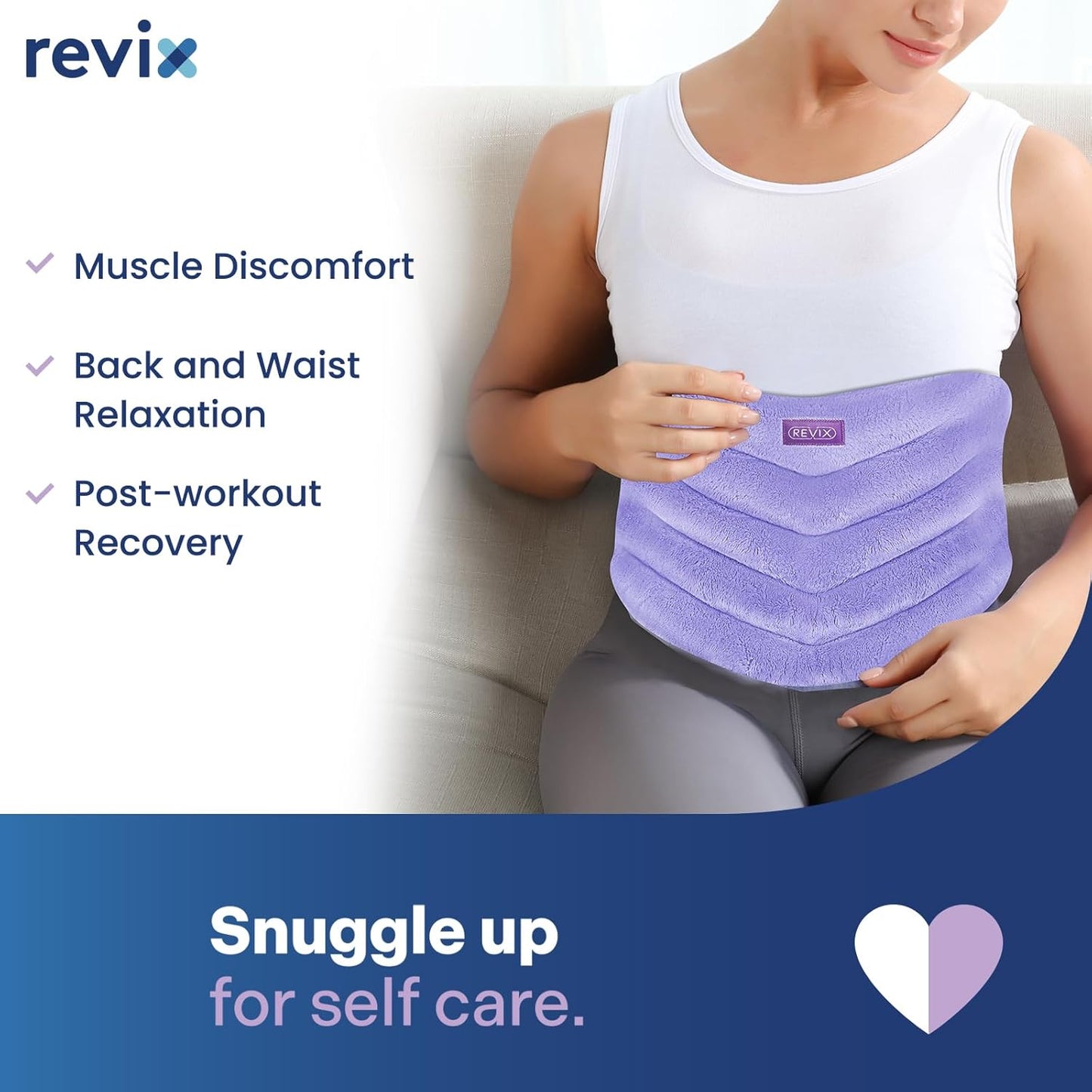 REVIX Microwave Heating Pad for Back with Moist Heat, Extra Large Microwavable Heated Wrap for Lumbar, Waist, Stomach, Shoulder and Neck Hot or Cold Pack, Reusable, Portable