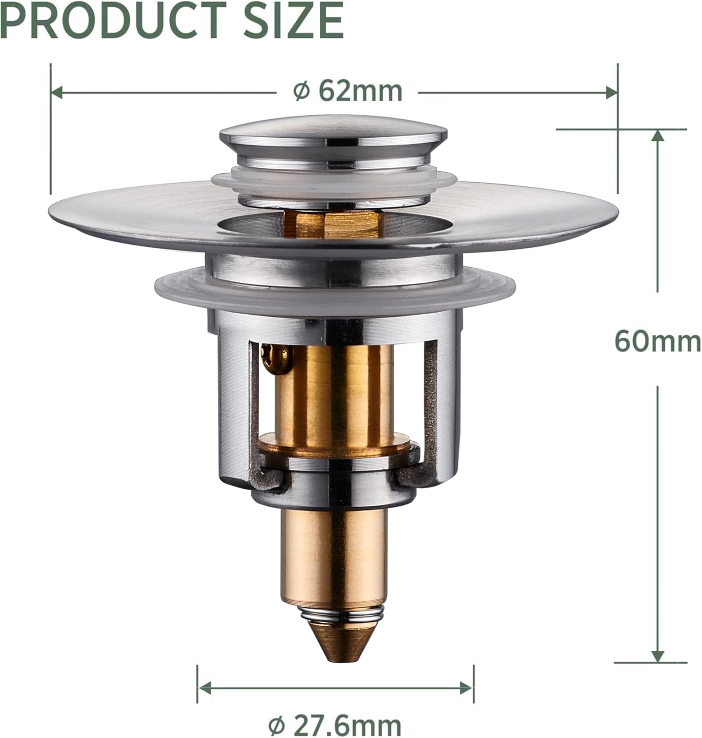 Universal Bathroom Sink Stopper - 2 Pack Brushed Nickel Pop Up Drain Stopper for 1.06"-1.65" Basin Drain Holes,Anti Clogging Bathroom Sink Drain Strainers with Hair CatcherBrushed Nickel