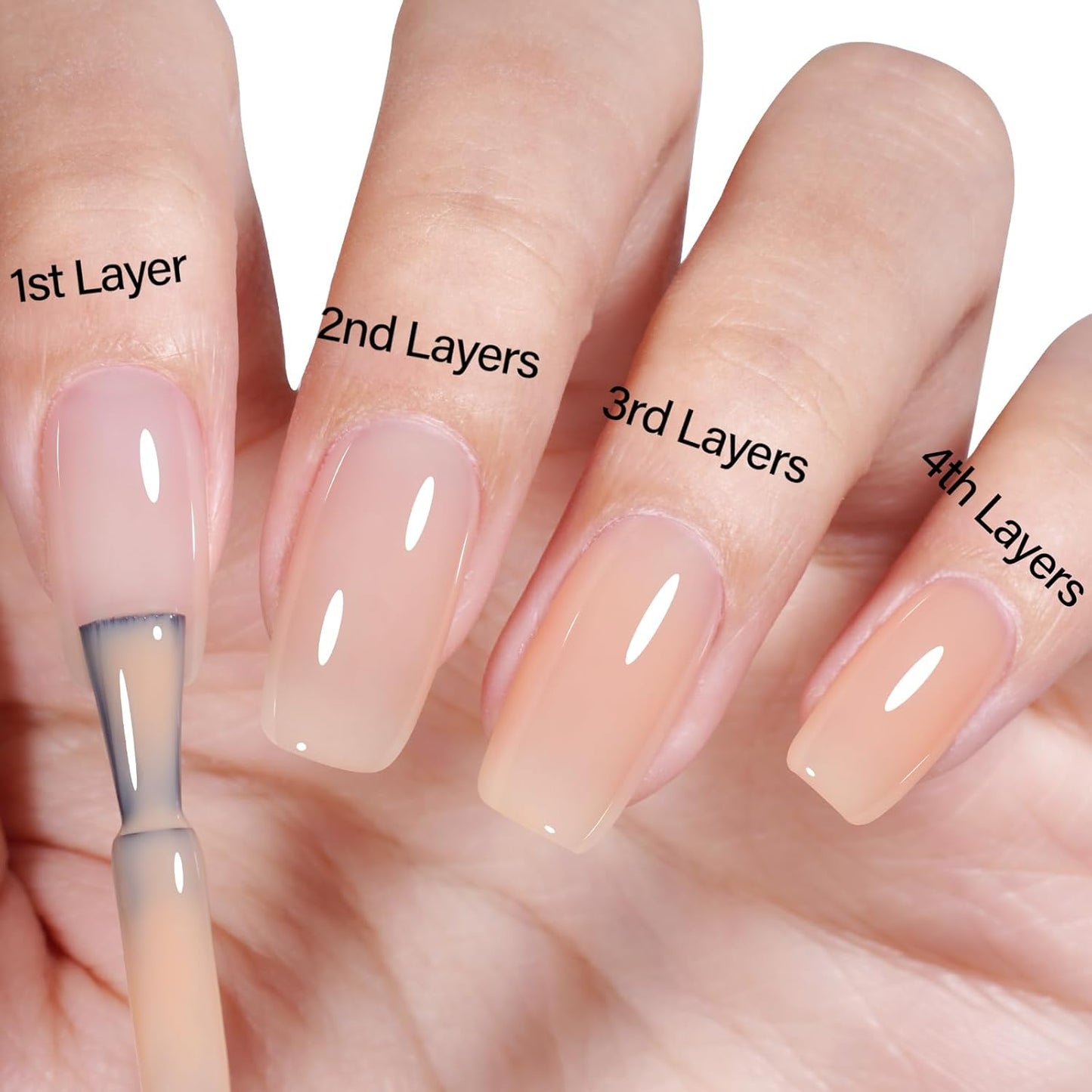 AILLSA Nude Gel Polish Natural Color Jelly Gel Nail Polish Light Milky Translucent Soak Off U V Gel Polish Neutral Nail Gel Polish for French Manicure Nail Art DIY at Home 0.51 Oz GB53