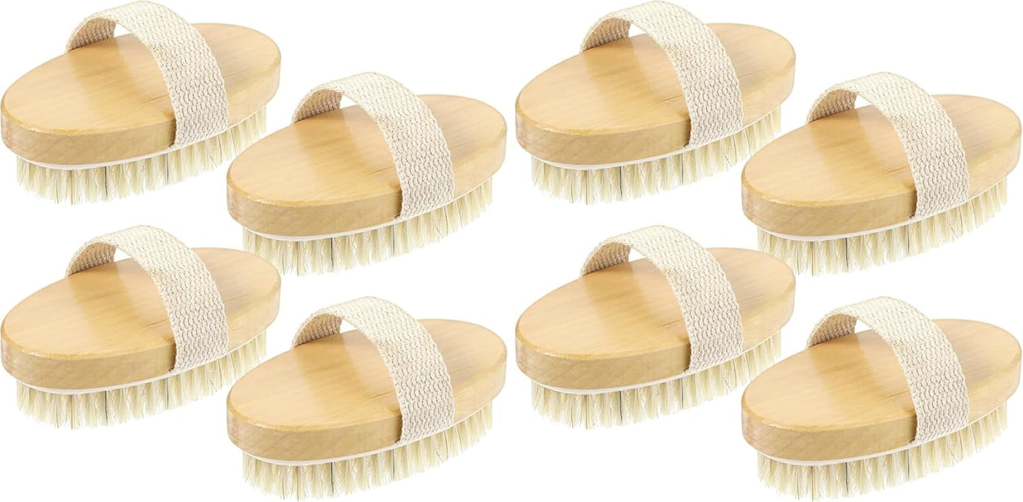 4pcs Dry Brushing Body Brush, Natural Bristle Dry Skin Exfoliating Brush Body Scrub for Flawless Skin, Cellulite Treatment, Lymphatic Drainage and Blood Circulation Improvement (Pack of 2)