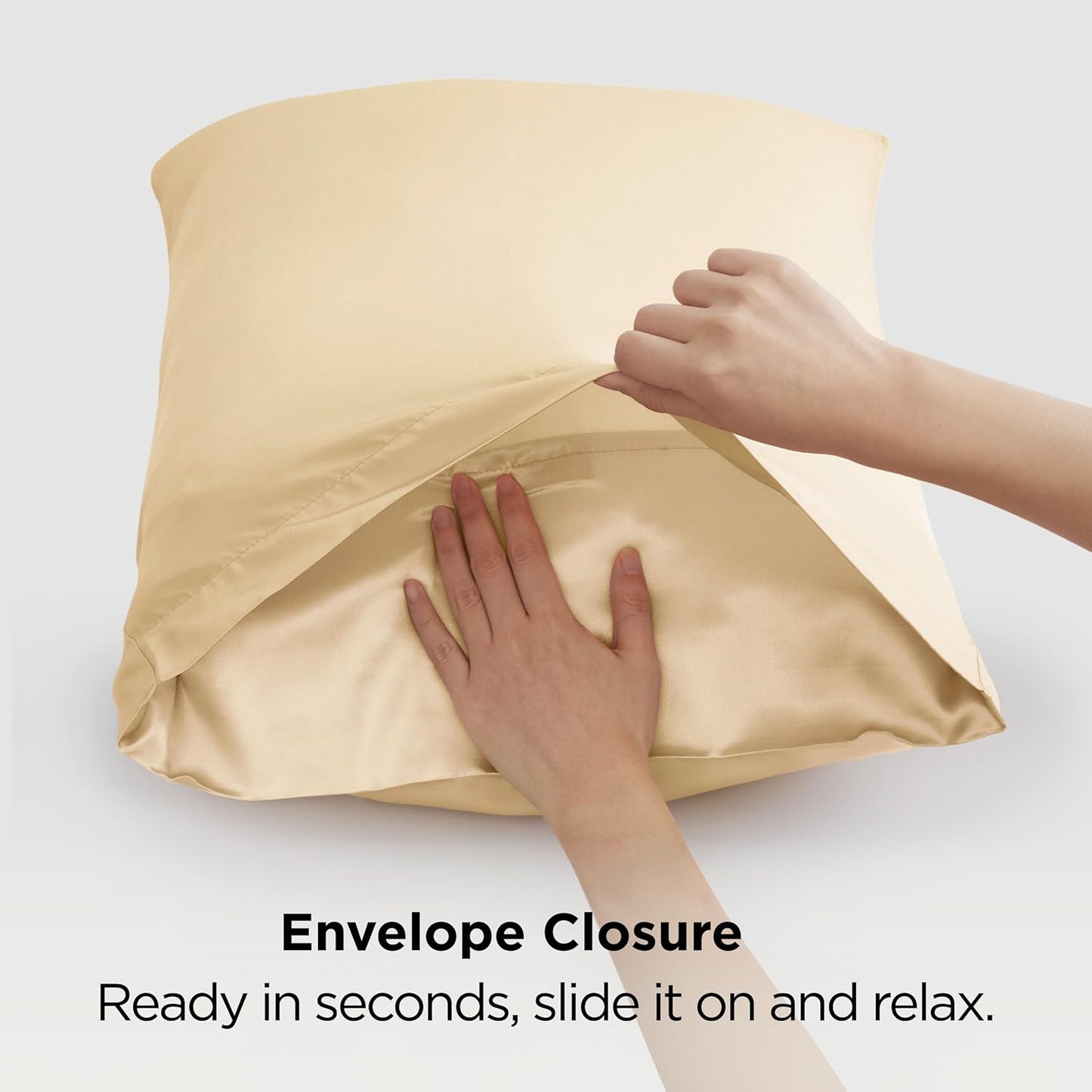 Bedsure Satin Pillowcase for Hair and Skin Queen - Champagne Gold Silky Pillowcase 2 Pack with Envelope Closure, Similar to Silk Pillow Cases, Gifts for Women Men, 20x30 Inches, 2pcs