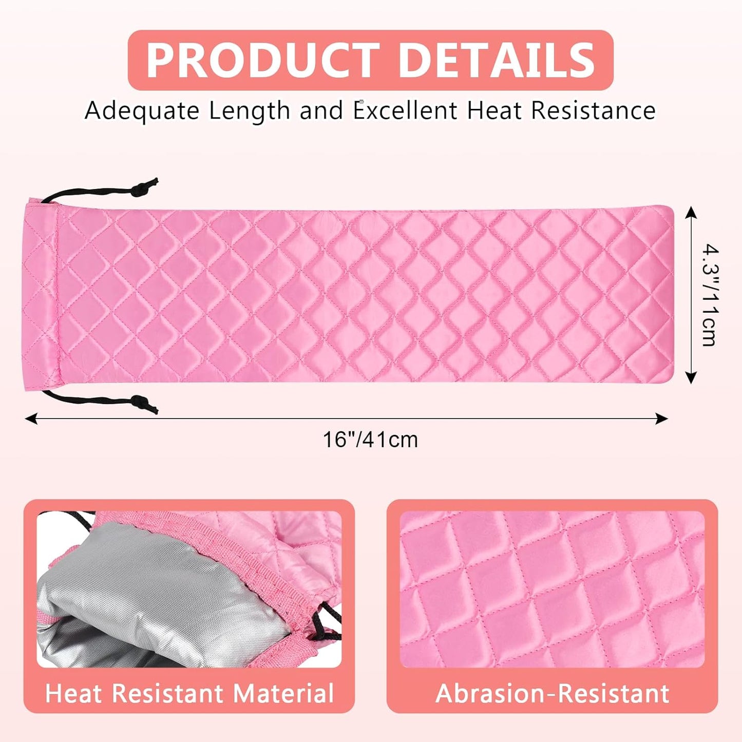 AMIJEAL Heat Resistant Hair Tools Organizer Bag Portable Travel Drawstring Storage Cover Pouch for Hair Straightening Irons, Curling Irons, Flat Irons and Hot Styling Tools(16" x 4.3")