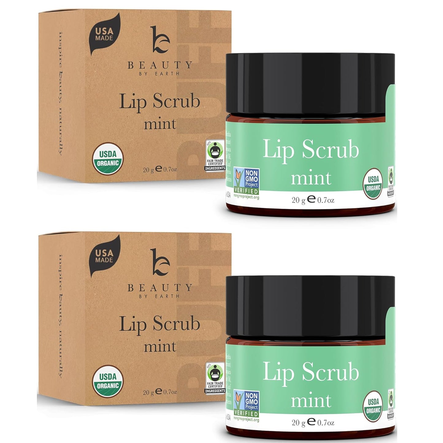 USDA Organic Lip Scrub Mint - USA Made with Natural Ingredients, Moisturizing Scrub Exfoliator for Dry Lips, Lip Sugar Scrubber Exfoliator for Smooth Lips, Small Beauty Gifts