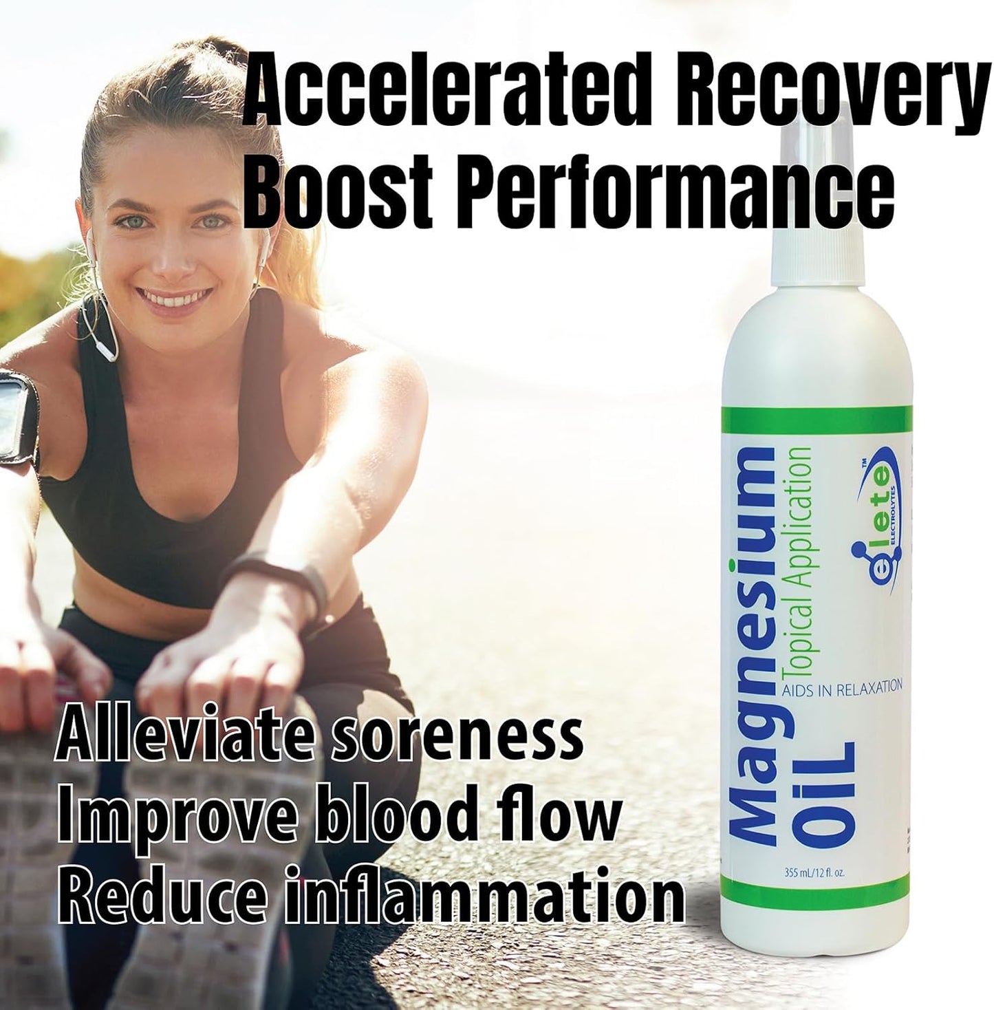 elete Pure Magnesium Oil Spray, Big 12oz Bottle, Magnesium Oil for Feet, Legs, Muscle Cramps and Soreness, Accelerate Workout Recovery (Extra Large - 12 Oz)