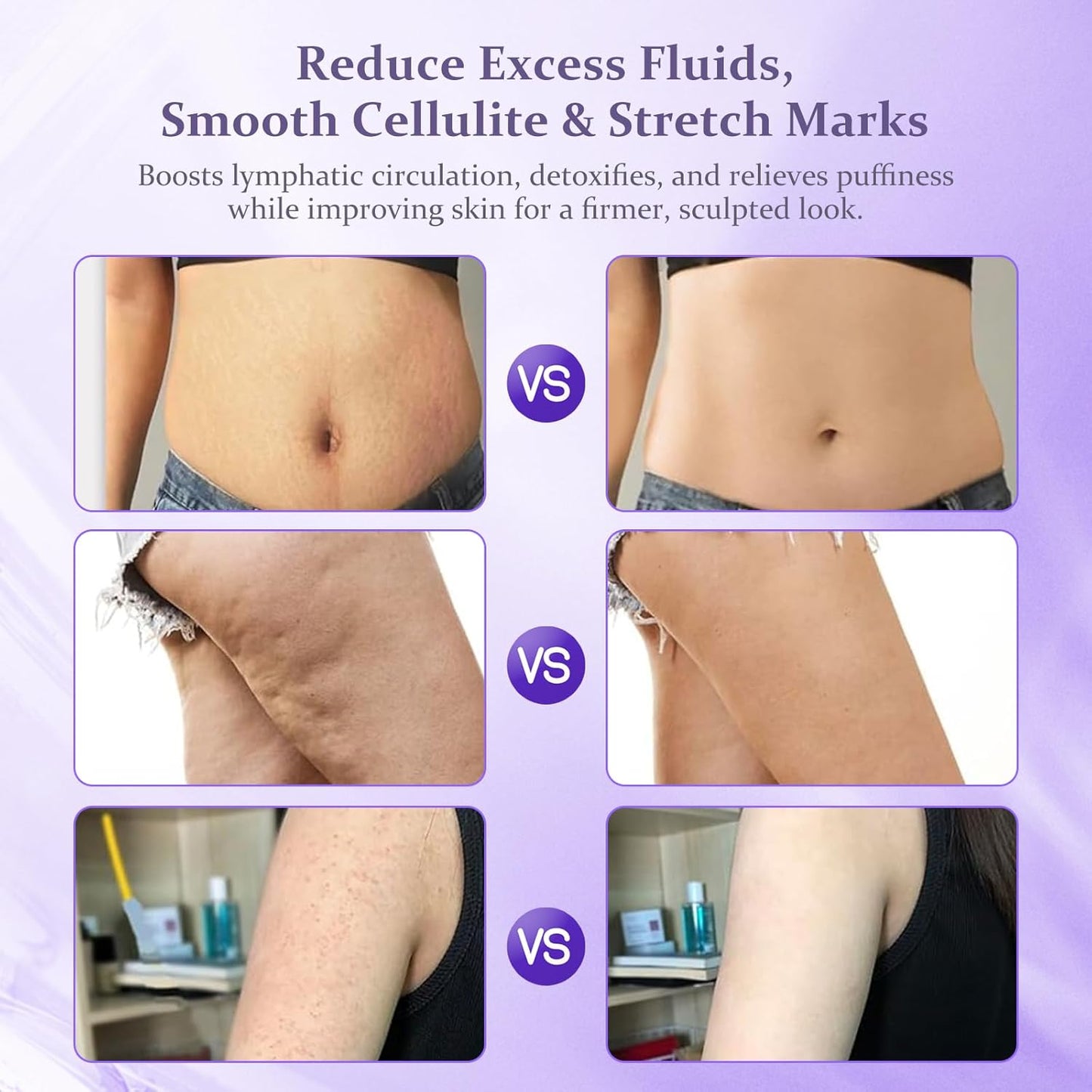 Lymphatic Drainage Massager,Help Reduce Stretch Mark, Cellulite, for Belly、 Neck、 Leg 、Hip Arm ,Improves Absorption of Skincare Body Oil Serum, Stretch Mark Creams and Stretch Mark Lotions