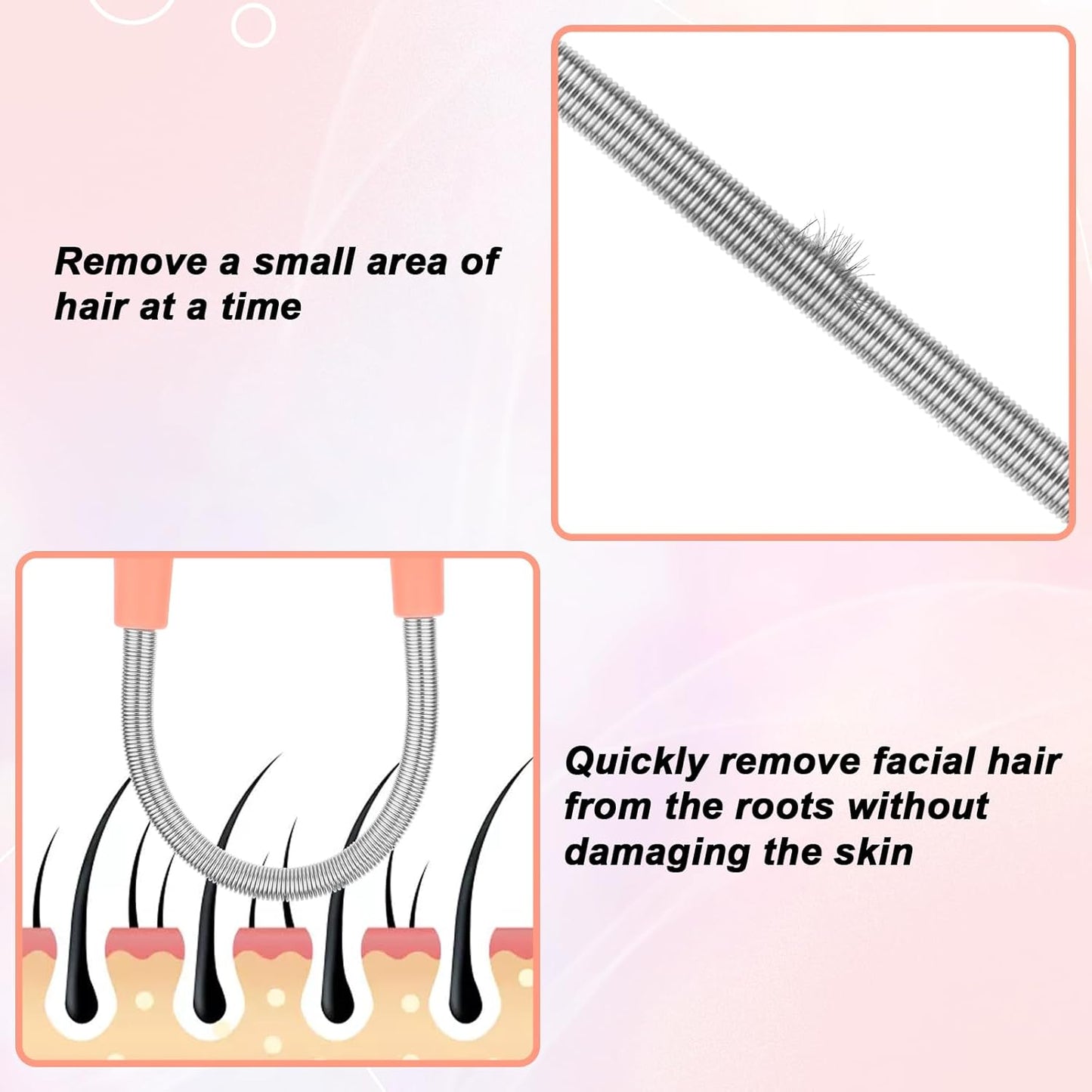 6 Pieces Facial Hair Remover Spring Eyebrow Face Epilator Coil Portable Hair Remover Spring Threading Tool Hair Remover Spring Epilator for Women Chin Cheek Mustache Upper Lip