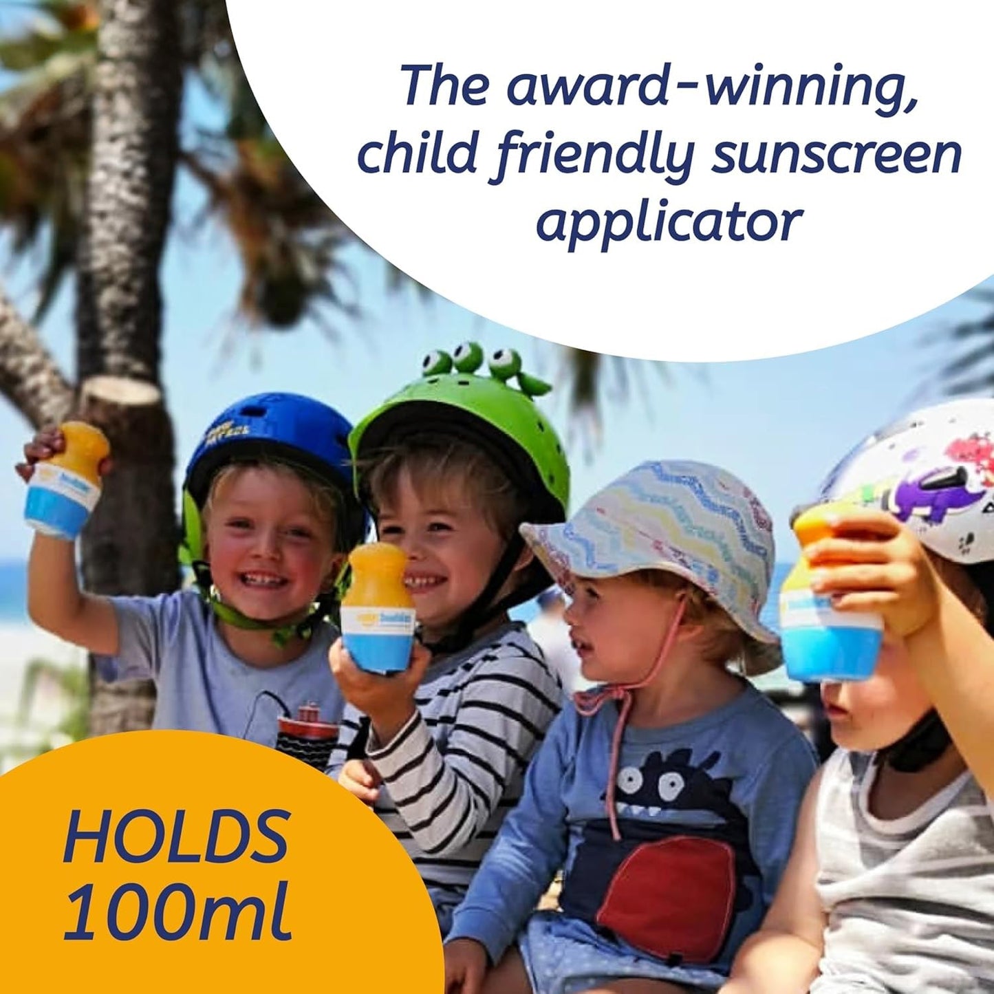Solar Buddies Sunscreen Applicator - Blue Pack of 2 - BPA-Free Refillable Roll on Sponge Sunscreen, Suncream & Lotion Applicator For Kids, Adults & Families - Holds 3.4fl oz, Perfect Size for Travel