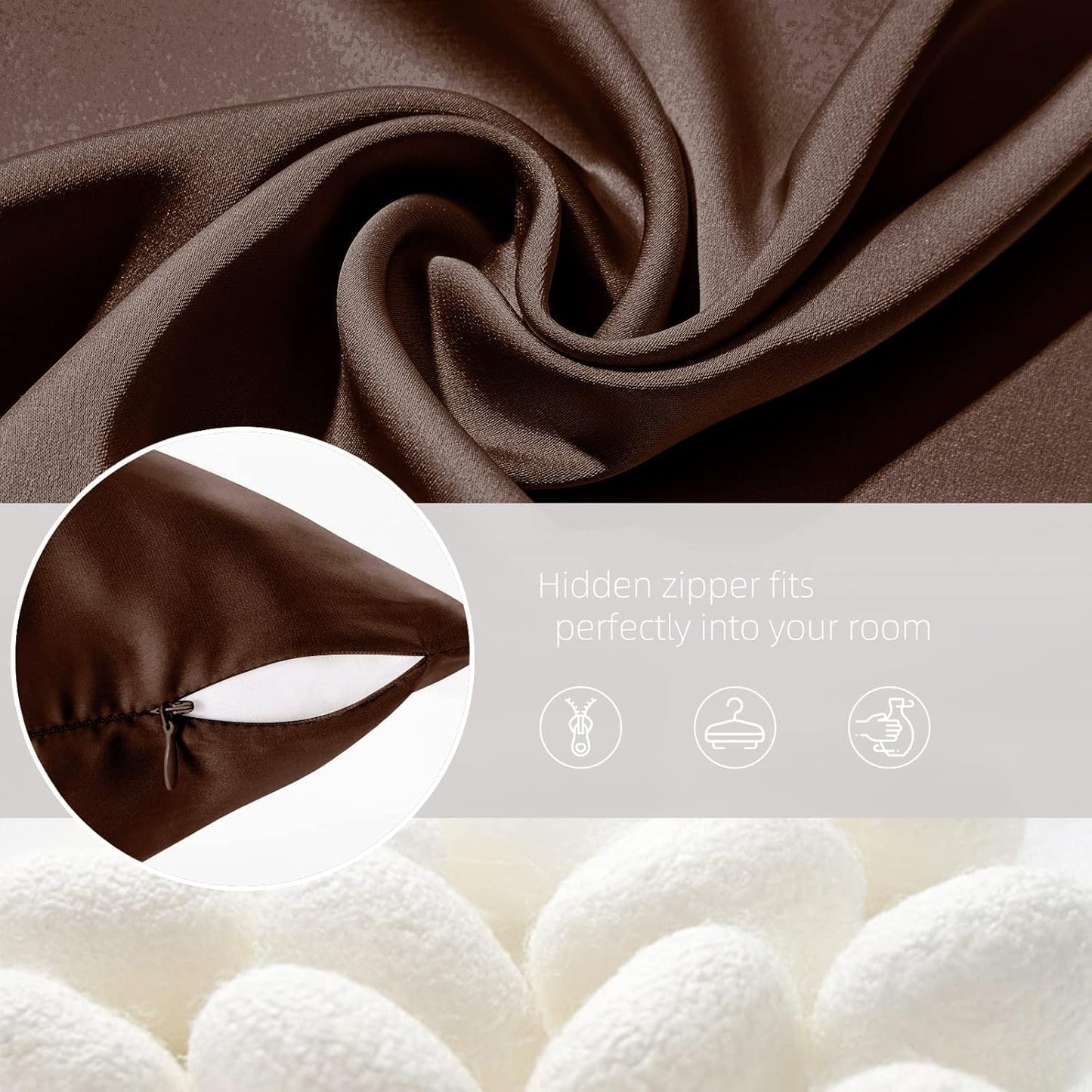 Silk Body Pillow Cover Pillow Pillowcase for Body Pillow Soft Pillow Cover Pillow Case Mulberry Silk Pillowcase for Sleep(Brown,20"X 54",1pc)