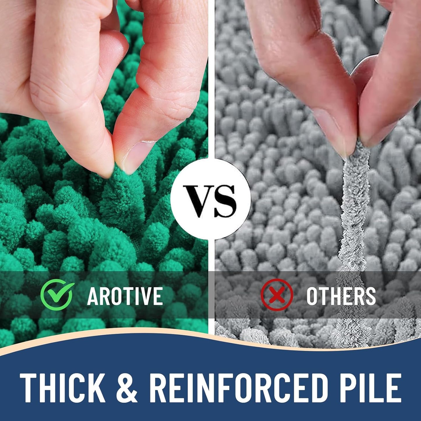 Arotive Luxury Chenille Bathroom Rug Mat, Extra Soft Thick Absorbent Shaggy Bath Rugs, Non-Slip Machine Wash Dry, Plush Bath Mats for Bathroom, Shower and Tub, 36x24, Emerald