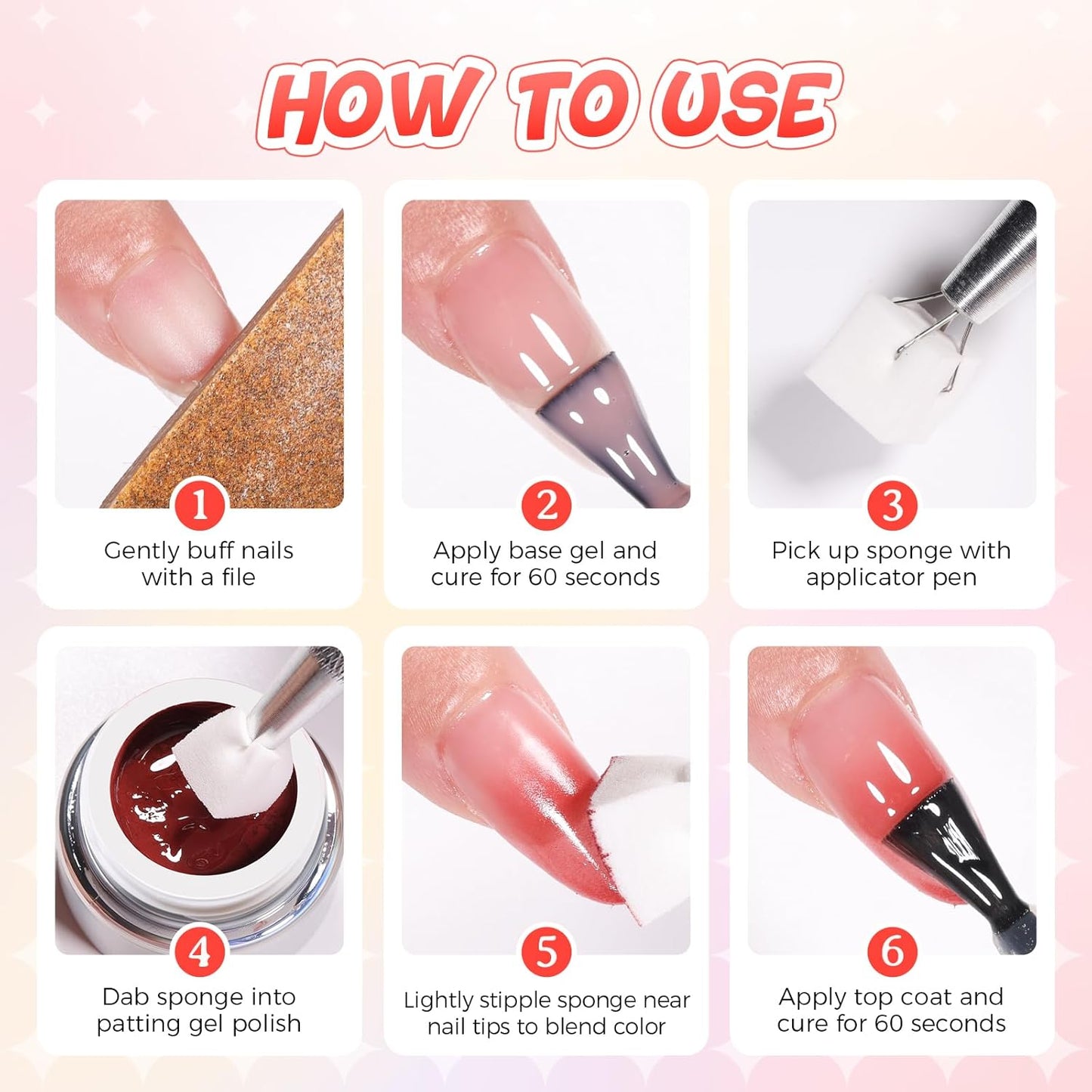 Sponge Pat Painting Gel, 16 Colors Ombre Gel Nail Polish for Ombre Nails Aura Nails, French Manicure DIY Nail Art High-glossy No wipe DIY Palette Cloud Fluff