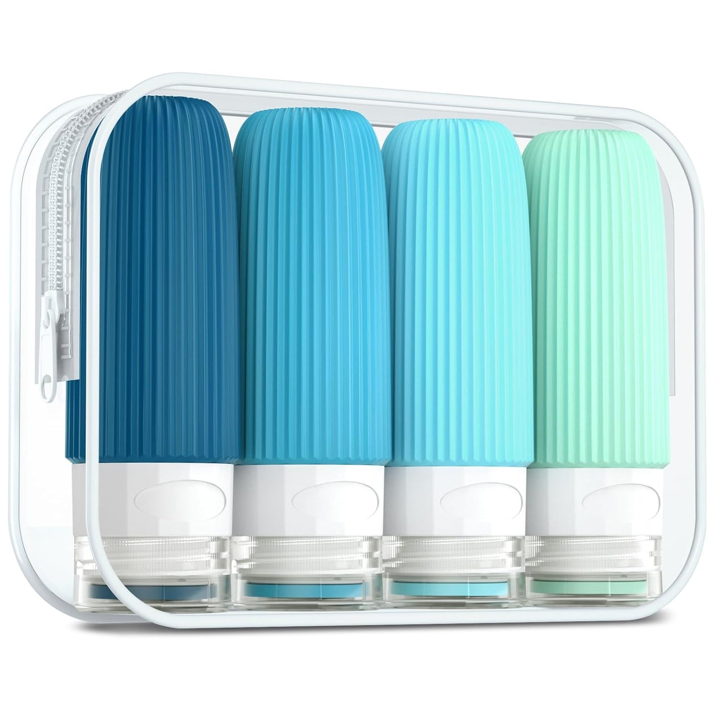 Travel Bottles for Toiletries, Tsa Approved 2oz Travel Bottles, BPA Free Leak Proof Travel Size Toiletry Containers, Refillable Travel Accessories with Toiletry Bag for Shampoo Liquid (4 Pack)