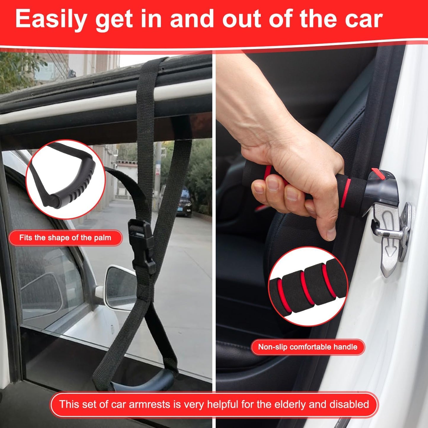 3 in 1 Car Door Handle for Elderly-Car Handle Assist - Vehicle Support - Standing Mobility Aid Tool -Door Latch for Seniors