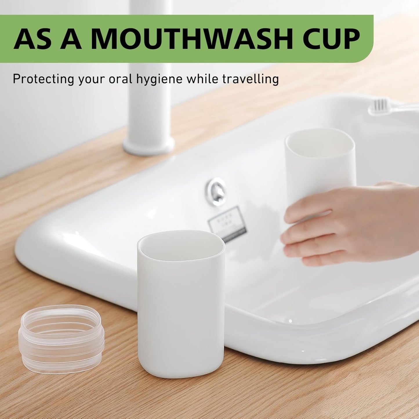 Baluca Travel Toothbrush Case, Portable Tooth Brush Holder and Toothpaste Cover Container with Mouthwash Cup, Compact Oral Clean Tools Organizer for Traveling/Camping/School/Home (White, Extra Large)