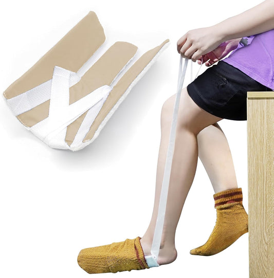 Sock Aid, Sock Helpers to Put on Your Socks for Seniors, Disabled, Pregnancy, Assist Device for Elderly, Tool Aide Puller Easy on and Off with No Bending(Oatmeal Heather)