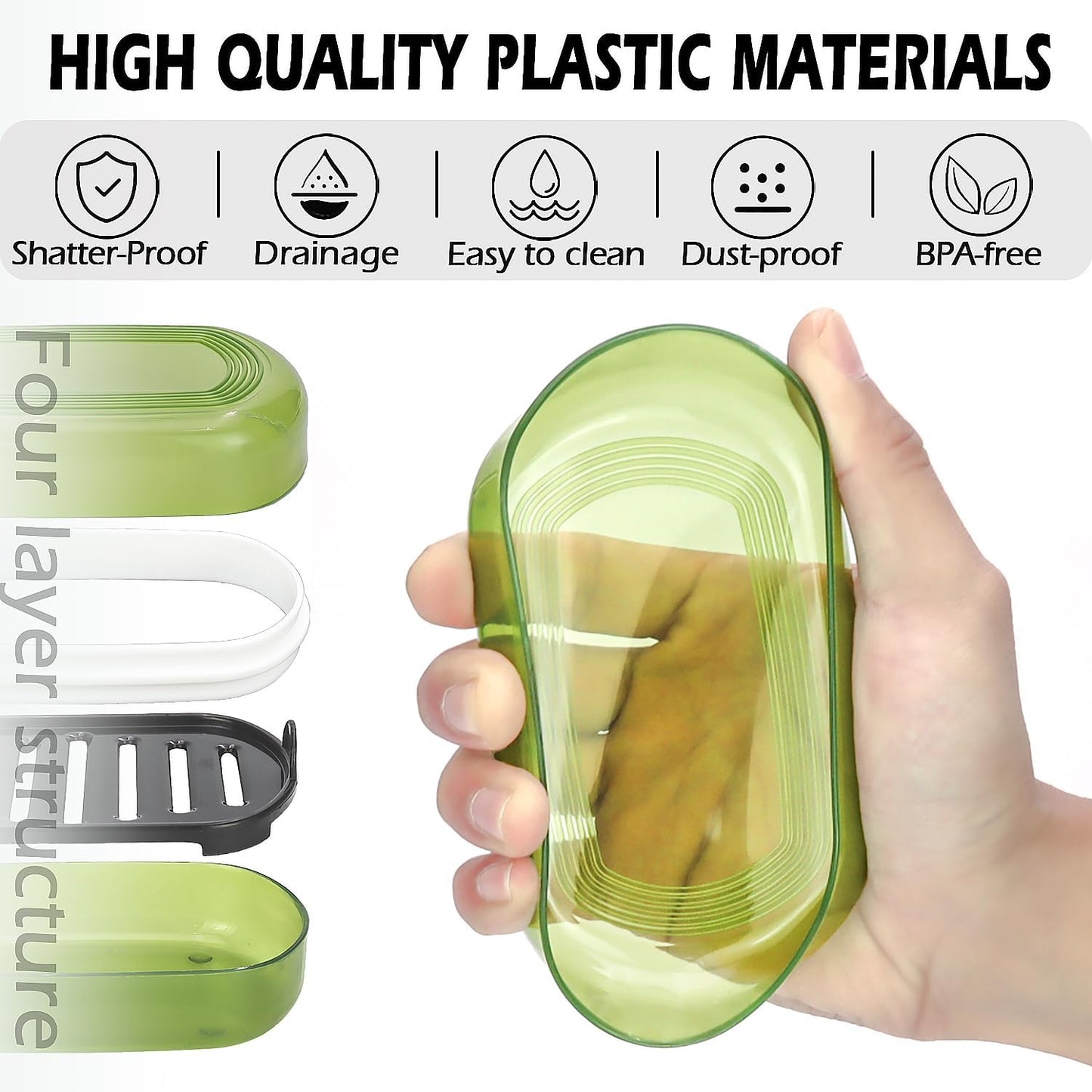 Travel Soap Case, Bath Soap Holder, Bar Soap Dish with Lid for Traveling,Portable Bar Soap Container for Traveling, Camping, Gym, Bathroom (Green)