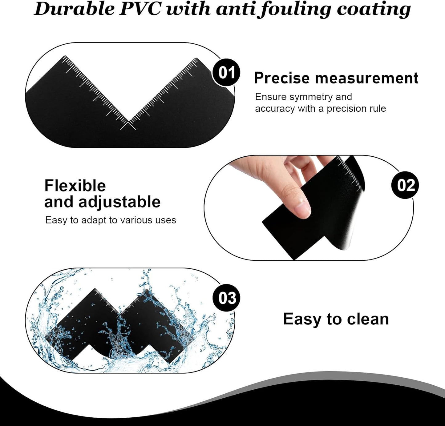Barber Hairline Enhancement Card Set with Measurement Indicators, 4 Reusable Beard & Edge Up Shaping Tools for Spray Color, Hairline Stencil Template with Storage Ring for Line-Up and Fade Precision