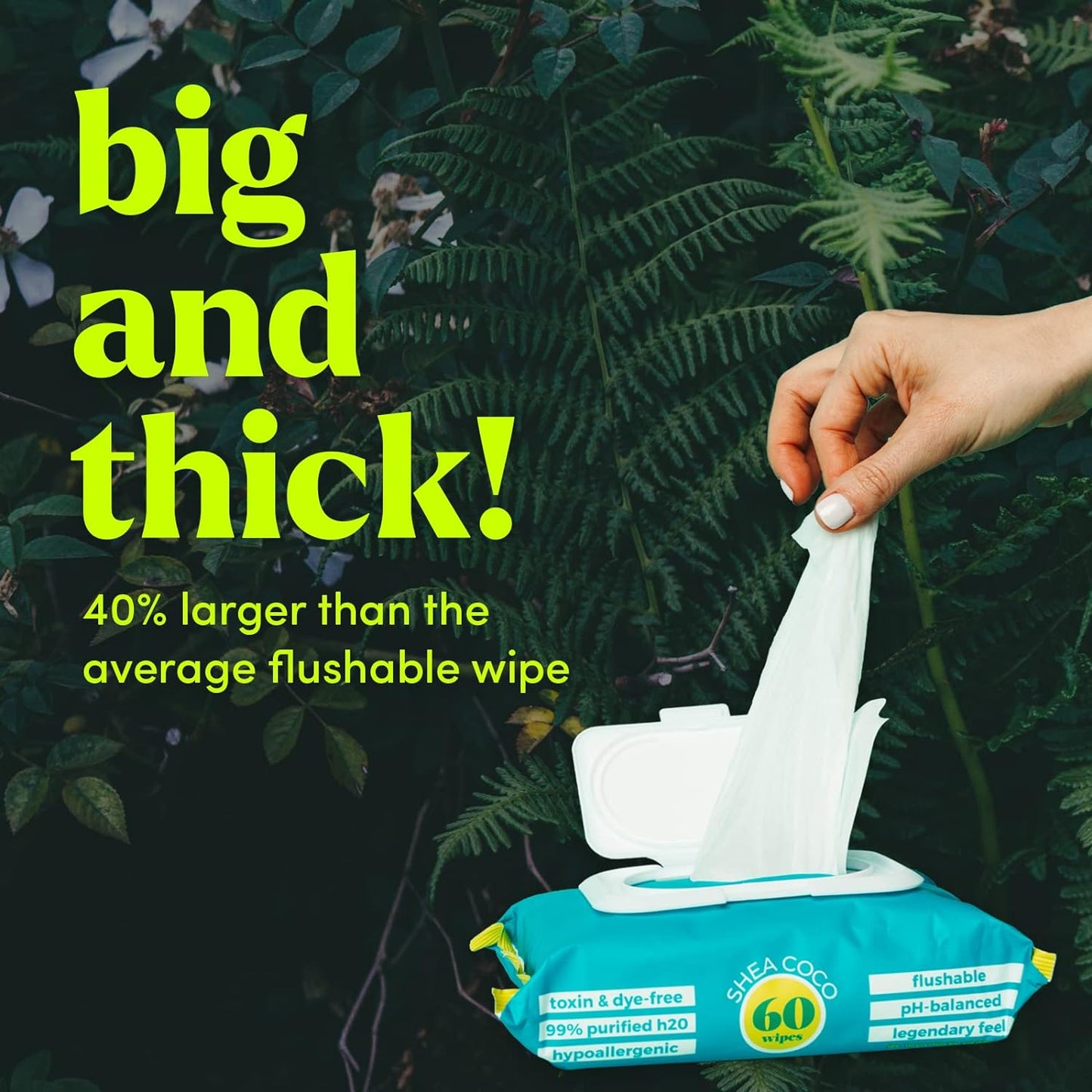 Goodwipes Flushable Butt Wipes Made with Vitamin E & Aloe - Soft & Gentle Wet Wipe Dispenser for Home Use, Septic & Sewer Safe - Largest Adult Toilet Towelettes - Shea Coco, 360 Count (6 Packs)