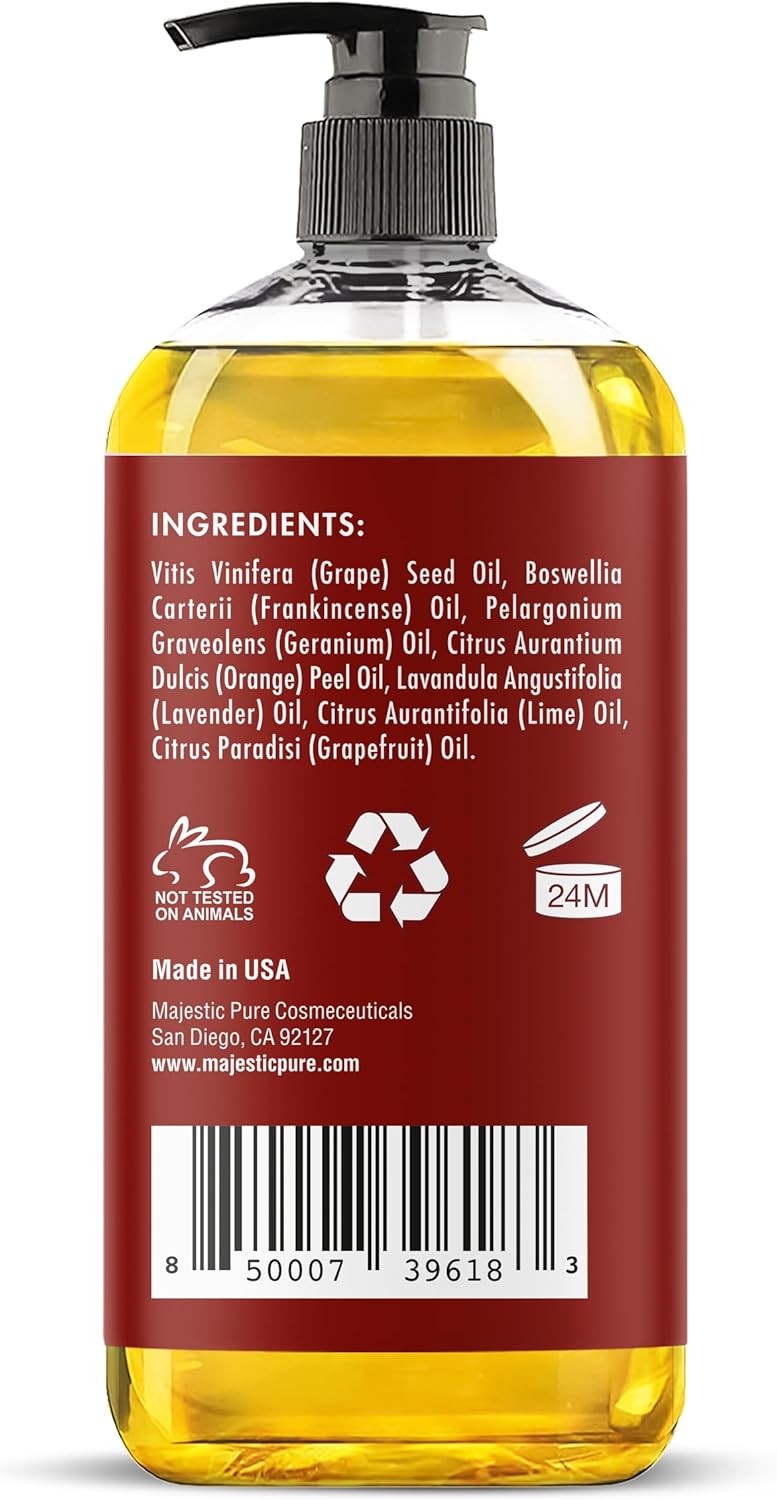 MAJESTIC PURE Frankincense Scar and Stretch Massage Oil for Massage Therapy - Refreshing, and Relaxing - Natural Oils with Frankincense Essential Oil - for All Skin Types - Men and Women - 8 fl oz