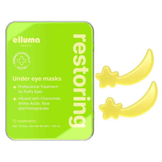 Under Eye Patches 12 Pairs of Themed Hydrogel Eye Gel Pads - For Puffy Eyes and Dark Circles, Under Eye Bags, Wrinkles - Restoring Set with Chamomile