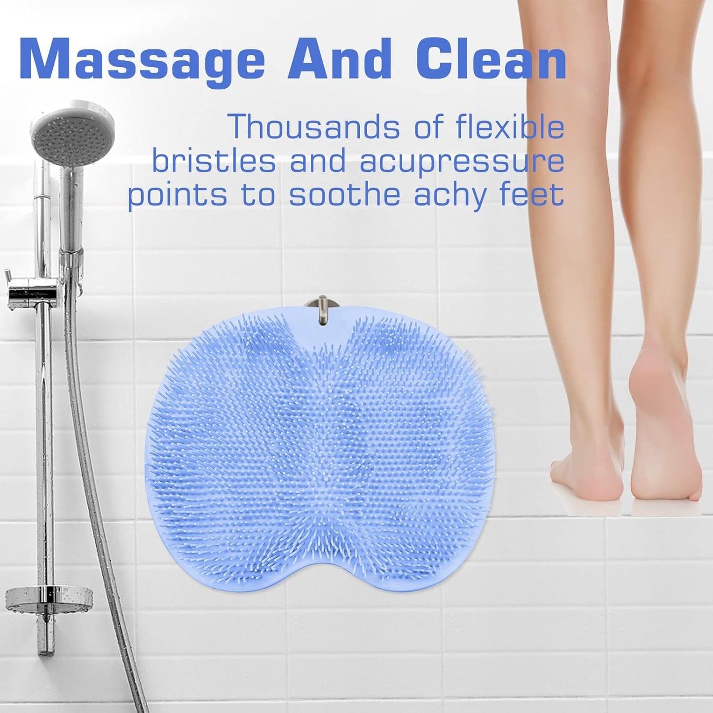 Shower Foot Scrubber Mat Back Washer Back Exfoliating Bath Wash Pad Wall Mounted Slip Suction Cups Foot Scrubber for Use in Shower Cups Foot Cleaner for Men and Women