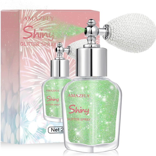 Hair and Body Glitter Spray, Shimmering Powder Sparkle Powder Makeup, Glitter Loose Sparkle Makeup for Body Highlighter,Festival Prom Rave Accessories (Green)