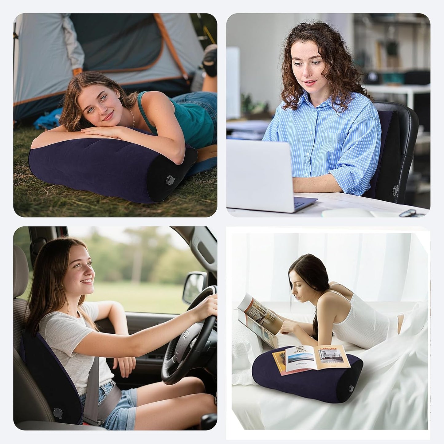 Portable Inflatable Wedge Pillow 2 Pack,Body Positioner for Sleep Support, Large 20in Adjustable Travel Pillow - Lightweight Bed/Leg Support Pillow, Fast Inflation, 2 Pack