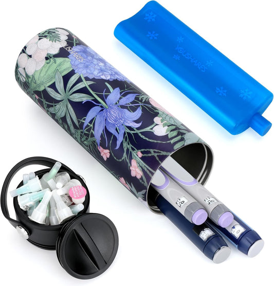 YOUSHARES Insulin Cooler Travel Case - 48H Non-Electric Cooling Bottle with TSA Approved Ice Pack, Diabetic Medication Pen Vials Refrigerator, Medical Carry Case Portable for 1–5 EpiPens