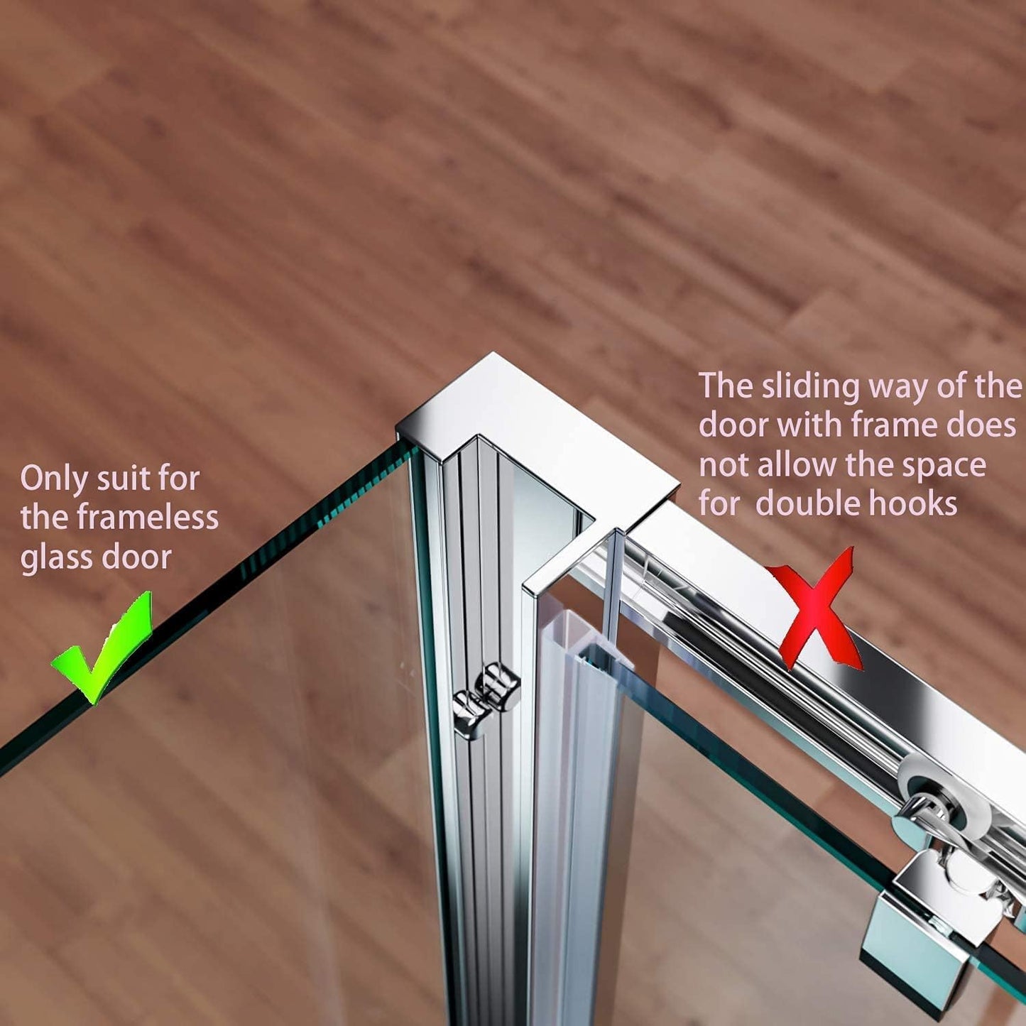 Double Hooks for Glass Shower Door, Towel Hooks Over The Bathroom Glass Wall 0.31-0.39in, Stainless Steel, Gold,2 Pack.