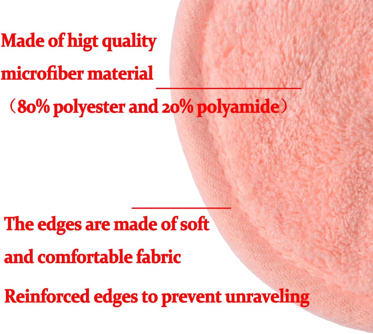 Reusable Makeup Remover Pads 16 Pack Microfiber Cleansing Facial Rounds Wipes Face, Eyes, Lips(3.5inch, coral)